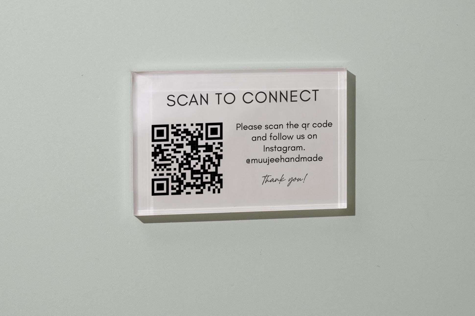 4x6 Pastel Acrylic Wall QR Sign (D3) - Your Text On Wall Sign Custom Stick-On Signage for Guests Shop Office Business Instagram Tip Reviews