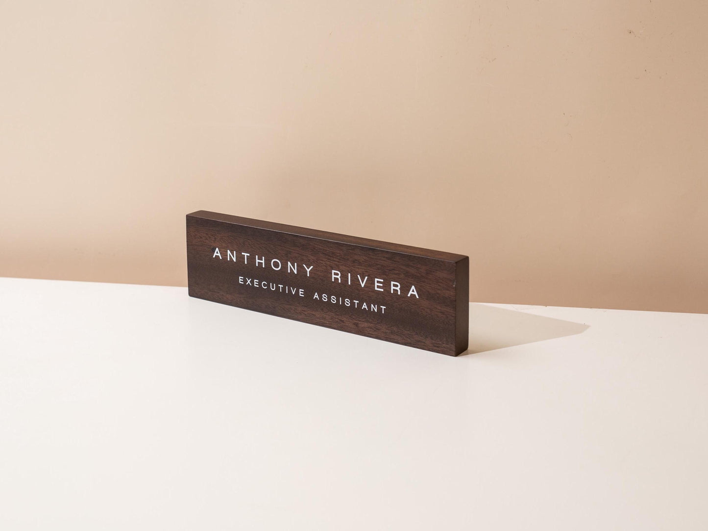 Stick On Wood Wall Name Plate (D3)- Personalized Door Office Sign New Job Room Label CEO Boss Staff Teacher Corporate Promotion Gift