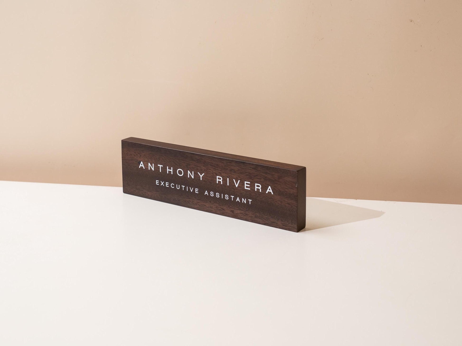 Stick On Wood Wall Name Plate (D3)- Personalized Door Office Sign New Job Room Label CEO Boss Staff Teacher Corporate Promotion Gift