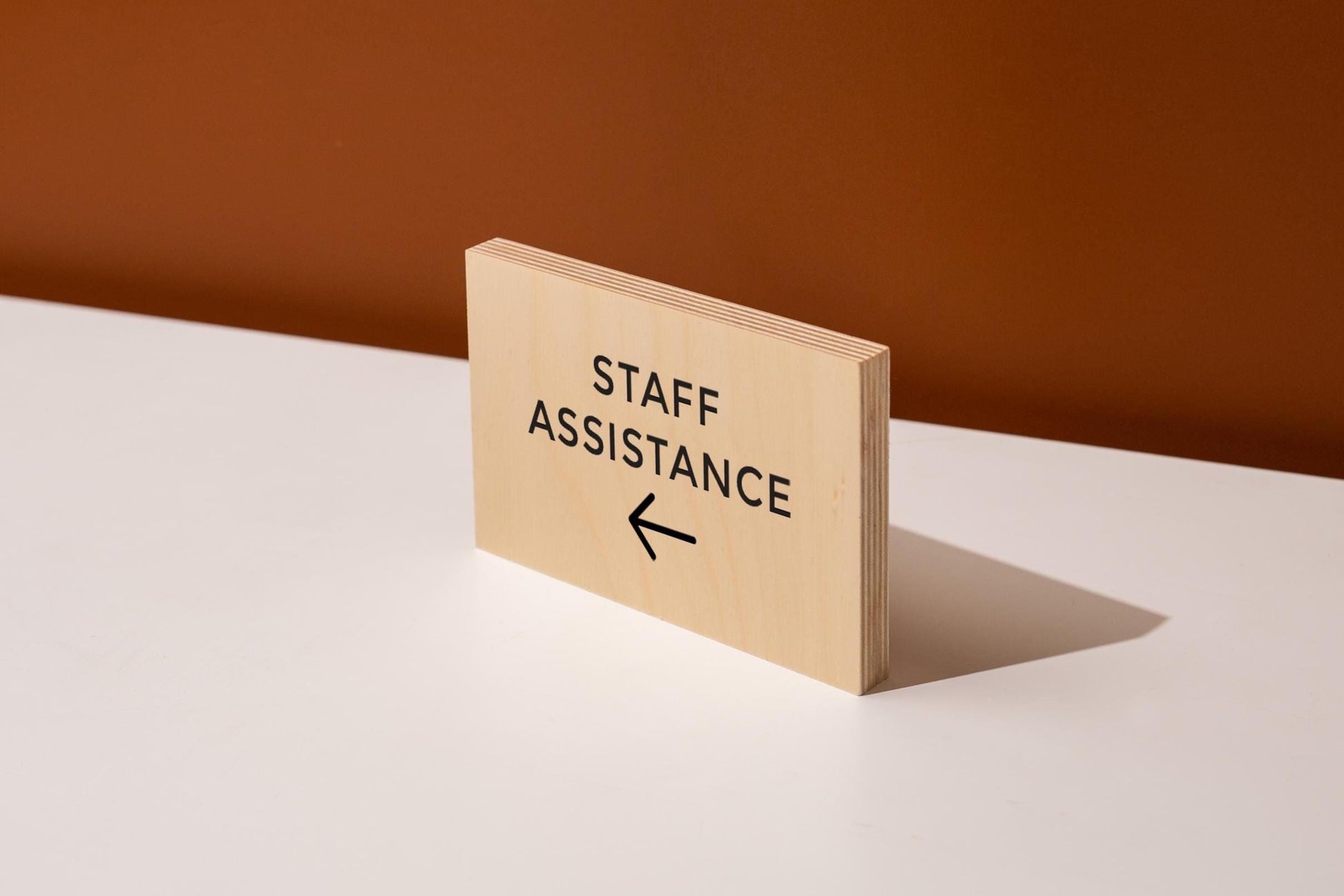 4x6 Birch Plywood Sign (D2) - Your Text On Wooden Plate, Custom Signs for Desk or Wall, Guests Shop Office Business Directional Arrow Signs