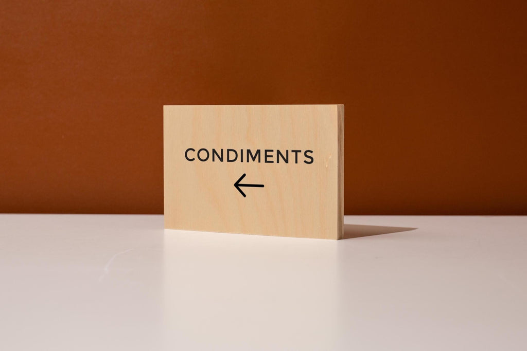 4x6 Birch Plywood Sign (D2) - Your Text On Wooden Plate, Custom Signs for Desk or Wall, Guests Shop Office Business Directional Arrow Signs
