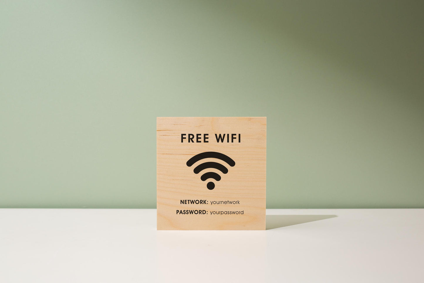 6x6" Square Birch Plywood Wifi Sign (D2) - Custom Wood Internet Password Signage Wall or Table Display Business Office Shop Salon Bar Cafe