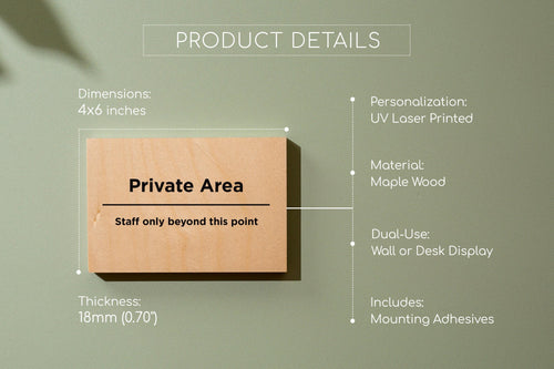4x6 Birch Plywood Sign (D4) - Your Text On Wooden Signage, Custom Stick On Signs for Desk or Wall, Guests Shop Office Business Directional