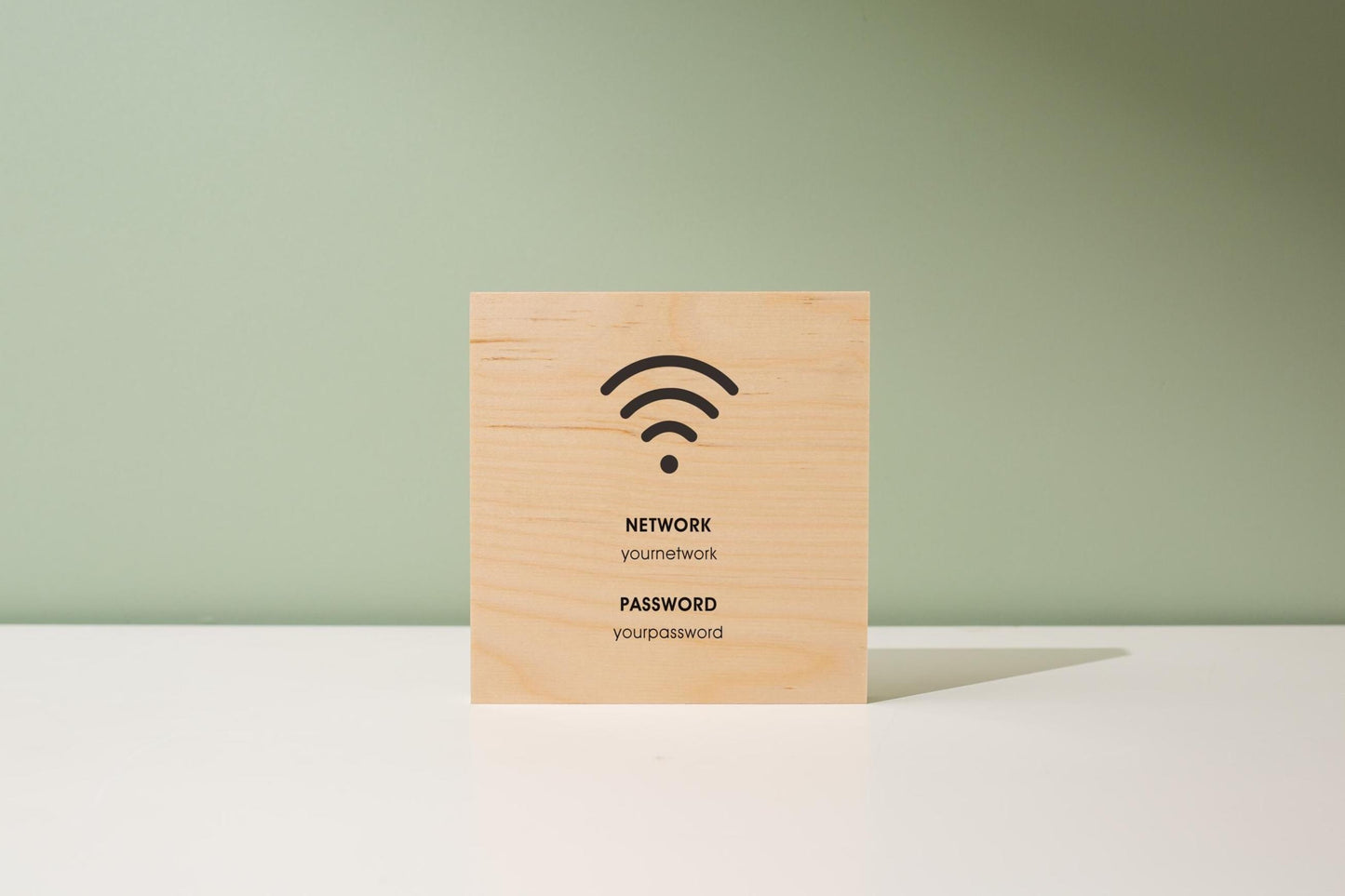 6x6" Square Birch Plywood Wifi Sign (D3) - Custom Wood Internet Password Signage Wall or Table Display Business Office Shop Salon Bar Cafe