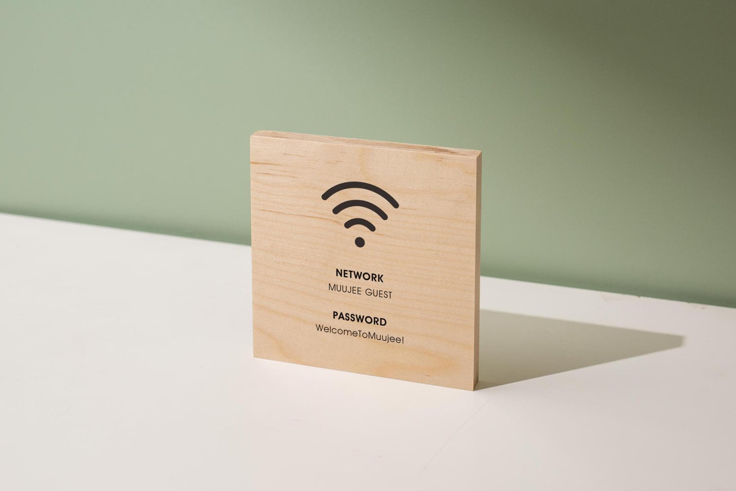 6x6" Square Birch Plywood Wifi Sign (D3) - Custom Wood Internet Password Signage Wall or Table Display Business Office Shop Salon Bar Cafe