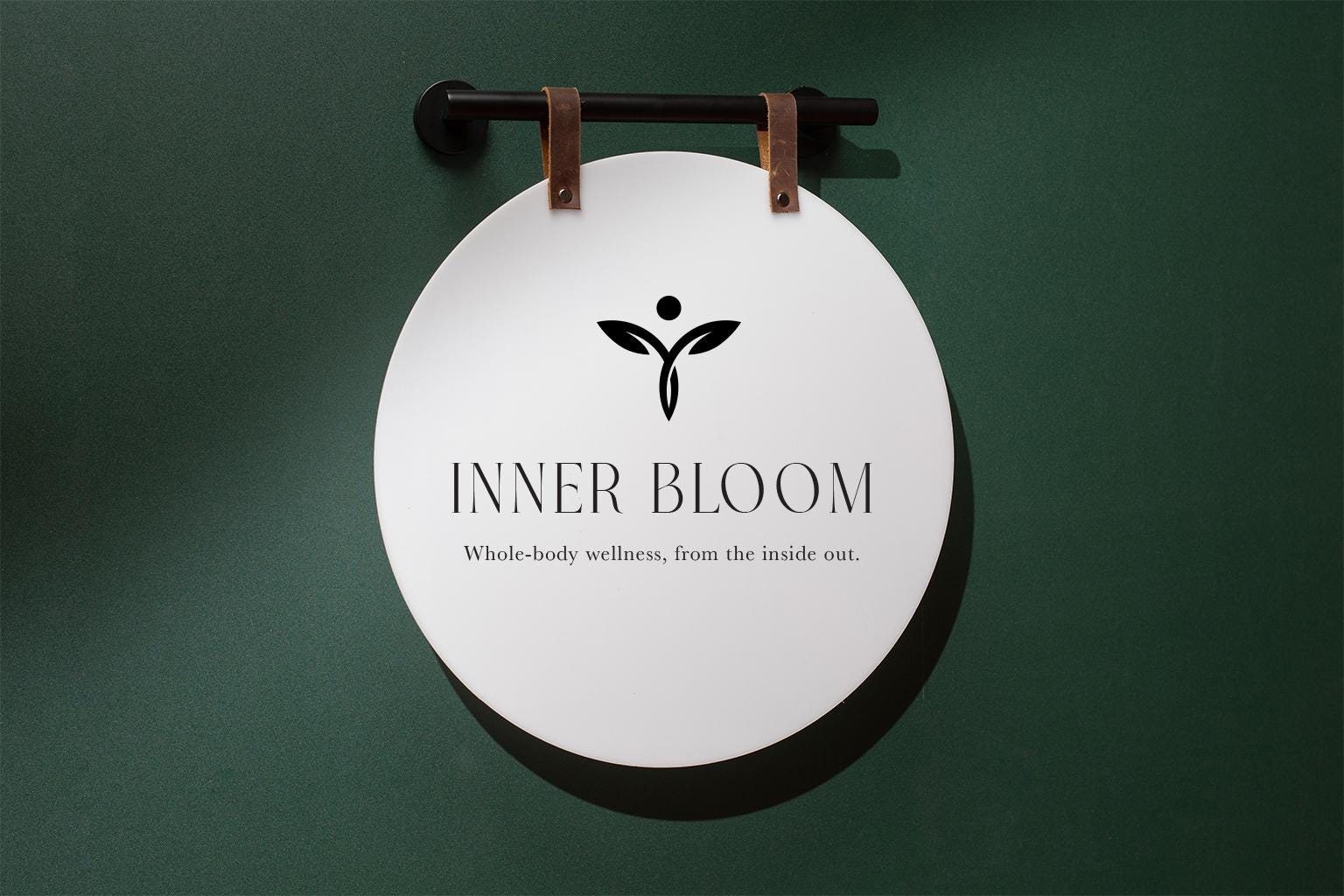 16" Round White Acrylic Sign w/ Mounting Fixtures (D1) - Custom hanging window signage for office rental door small business beauty salon