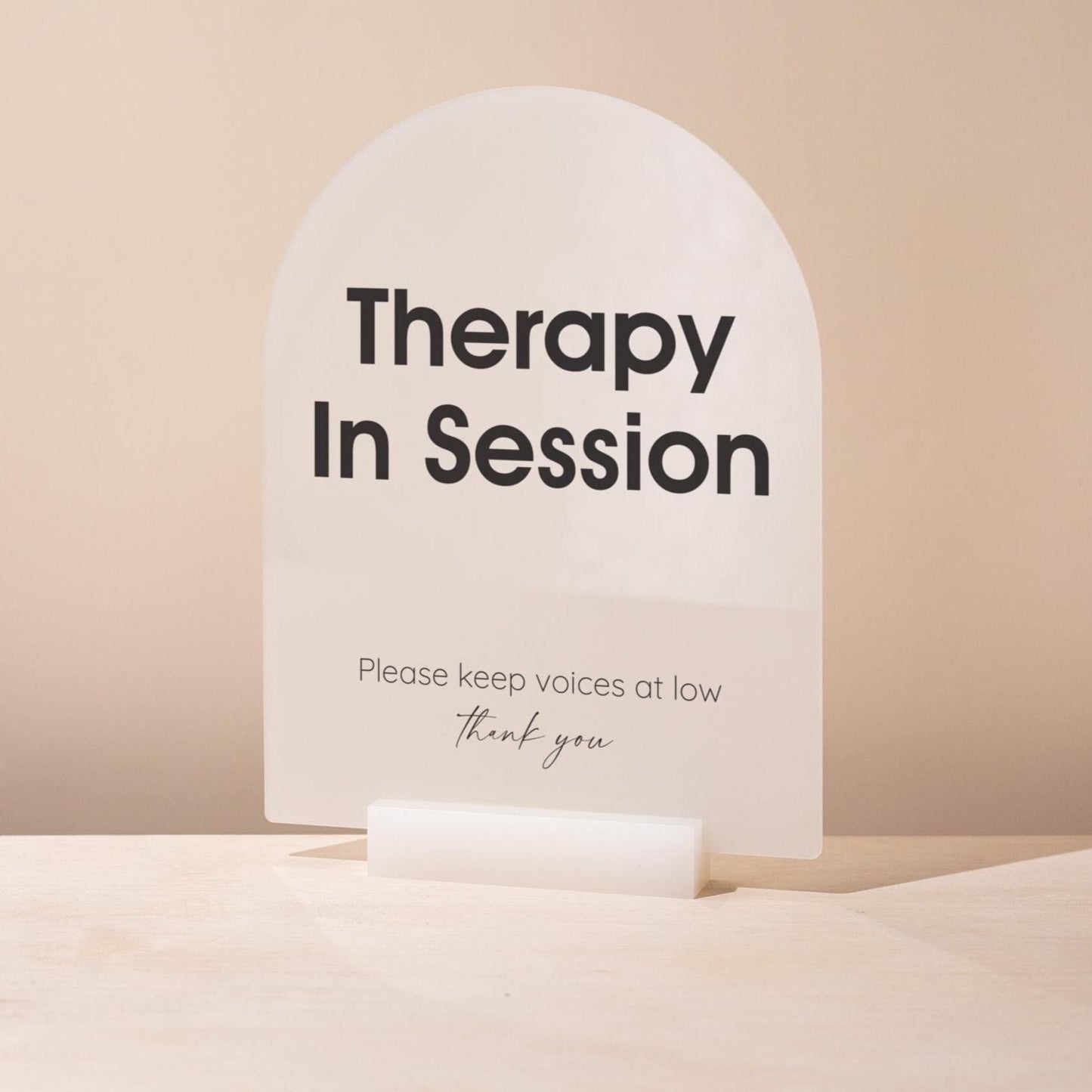 Arch Acrylic Sign w/ Base (D10) - In Session Meeting Display, Custom Signage for Business Clinic Office Retail Shops Trade Craft Show