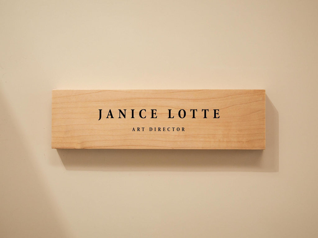 Stick On Wood Wall Name Plate (D1) - Personalized Door Office Sign New Job Room Label CEO Boss Staff Teacher Corporate Promotion Gift