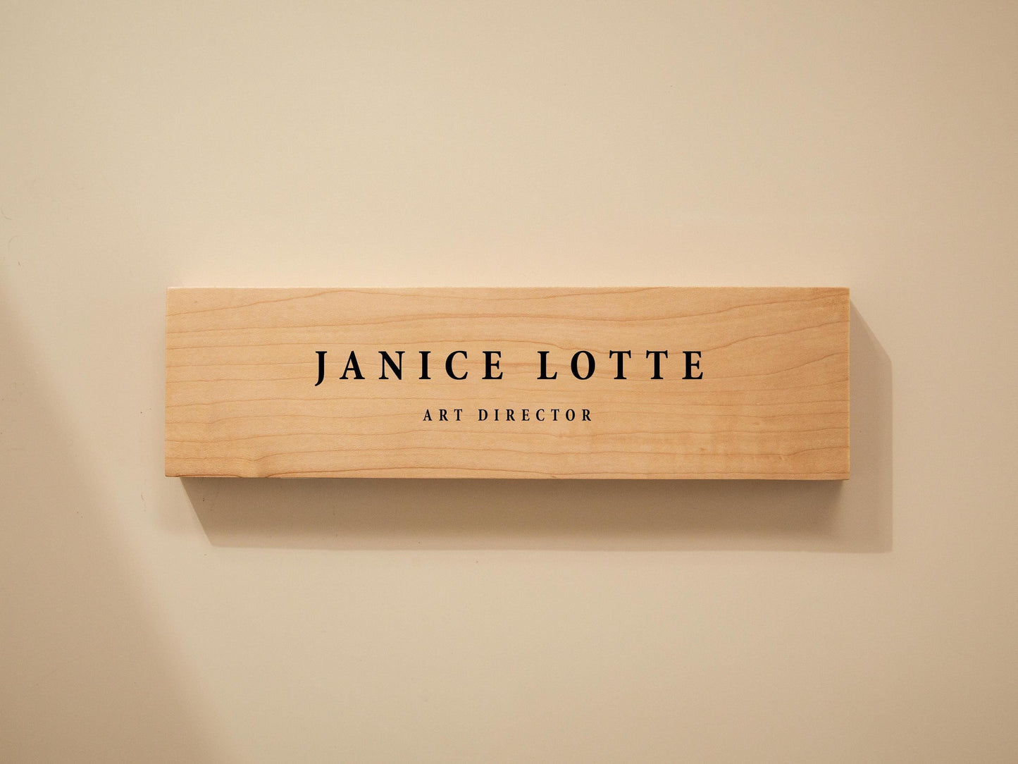 Stick On Wood Wall Name Plate (D1) - Personalized Door Office Sign New Job Room Label CEO Boss Staff Teacher Corporate Promotion Gift
