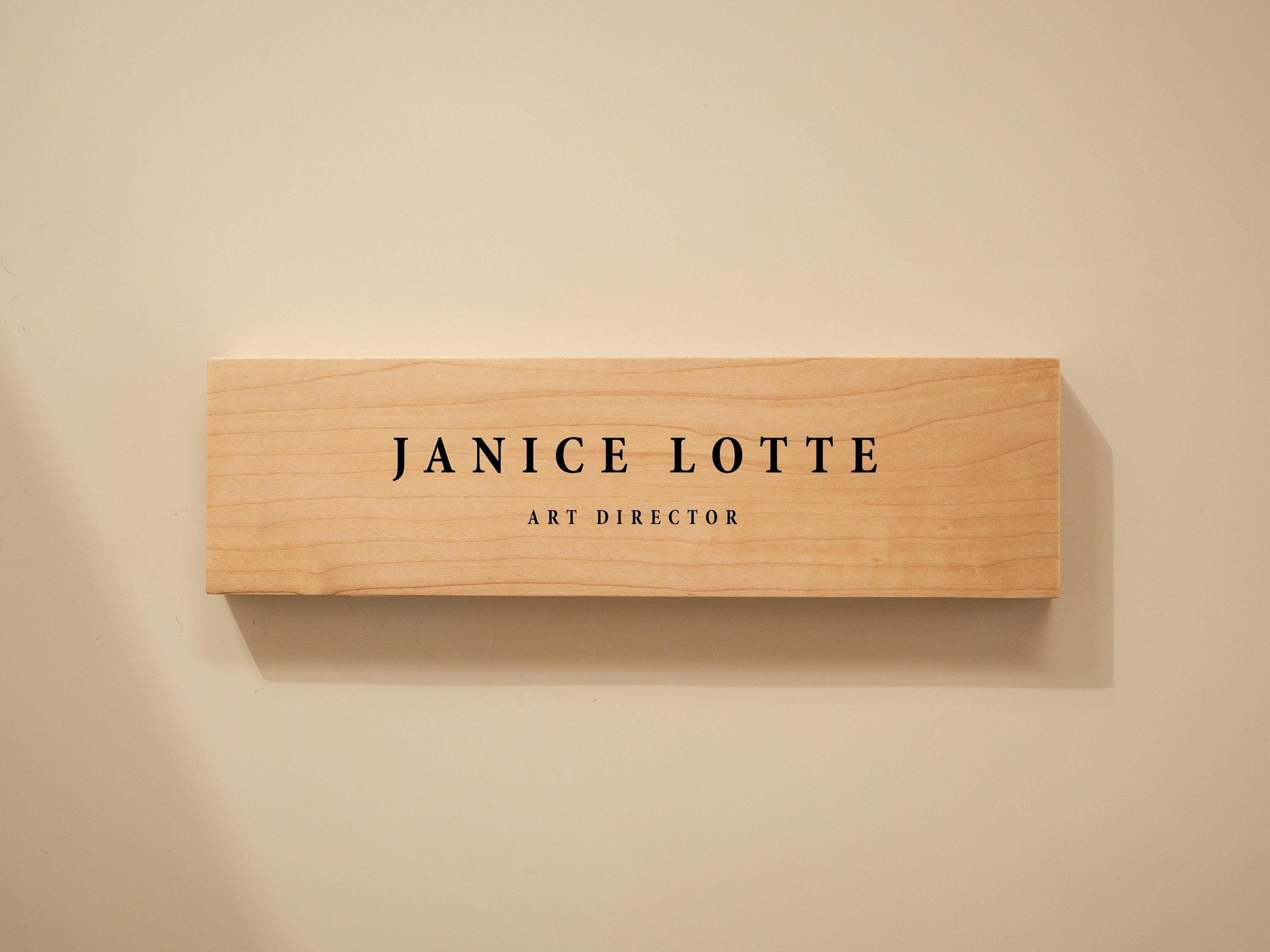Stick On Wood Wall Name Plate (D1) - Personalized Door Office Sign New Job Room Label CEO Boss Staff Teacher Corporate Promotion Gift
