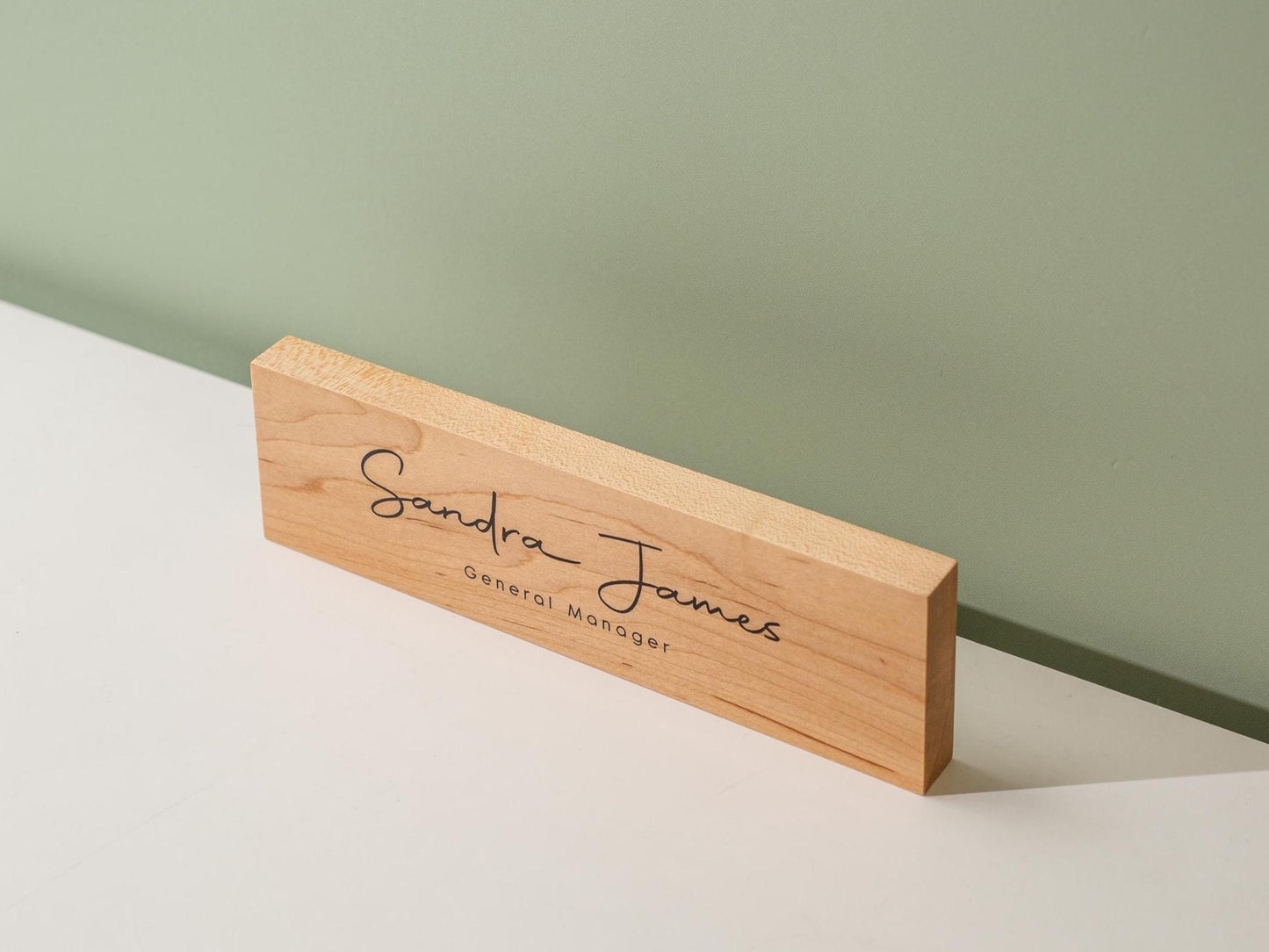 Stick On Wood Wall Name Plate (D2) - Personalized Door Office Sign New Job Room Label CEO Boss Staff Teacher Corporate Promotion Gift