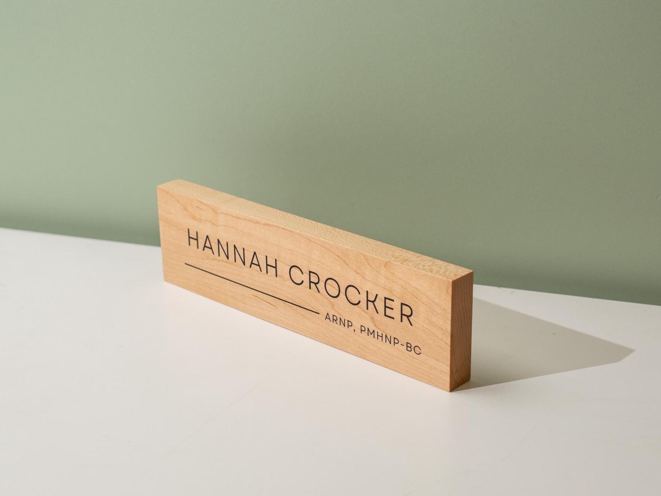 Stick On Wood Wall Name Plate (D4)- Personalized Door Office Sign New Job Room Label CEO Boss Staff Teacher Corporate Promotion Gift