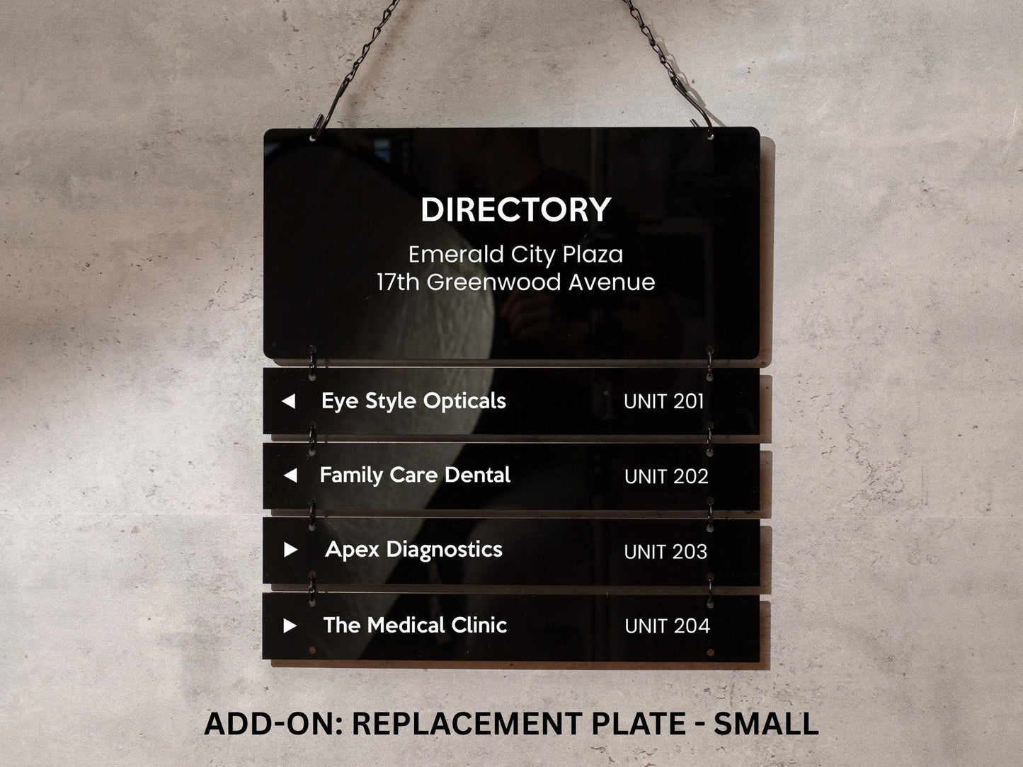 Add On: Replacement Plate (Small) for Interchangeable Hanging Directory Sign