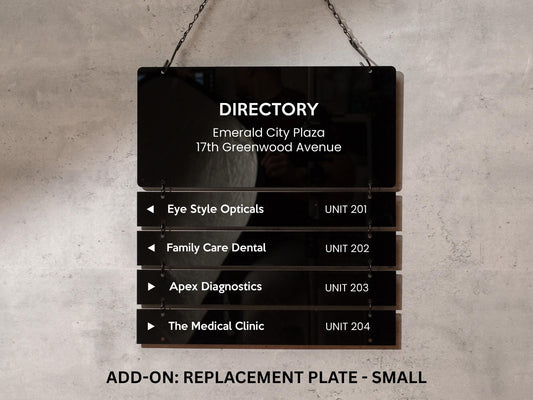 Add On: Replacement Plate (Small) for Interchangeable Hanging Directory Sign