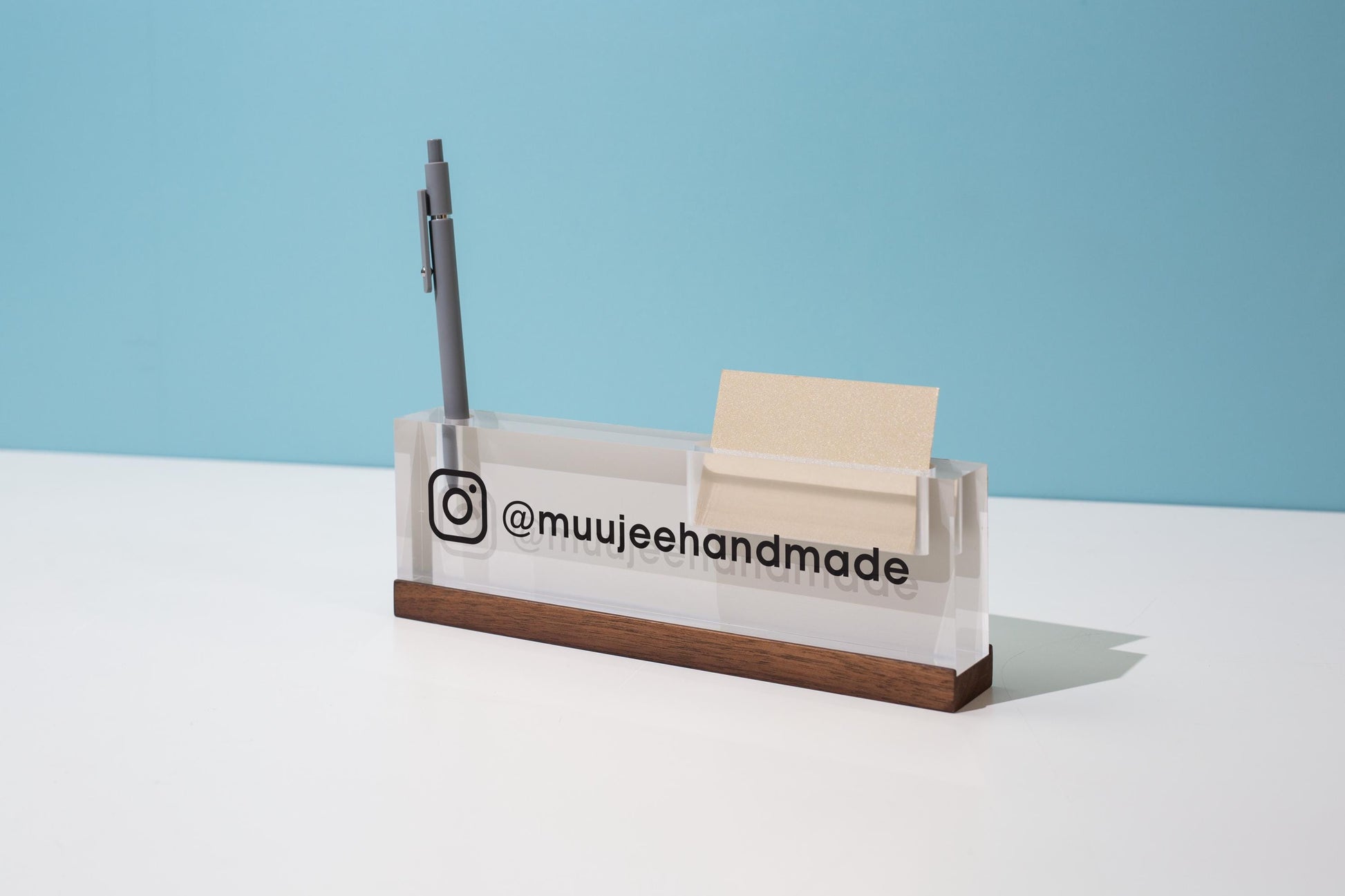 Pastel Acrylic Name Block w/ Slots (D2) - Custom Job Title Plaque Office Desk Pen Business Card Holder Company Staff Sign Doctor CEO Gifts