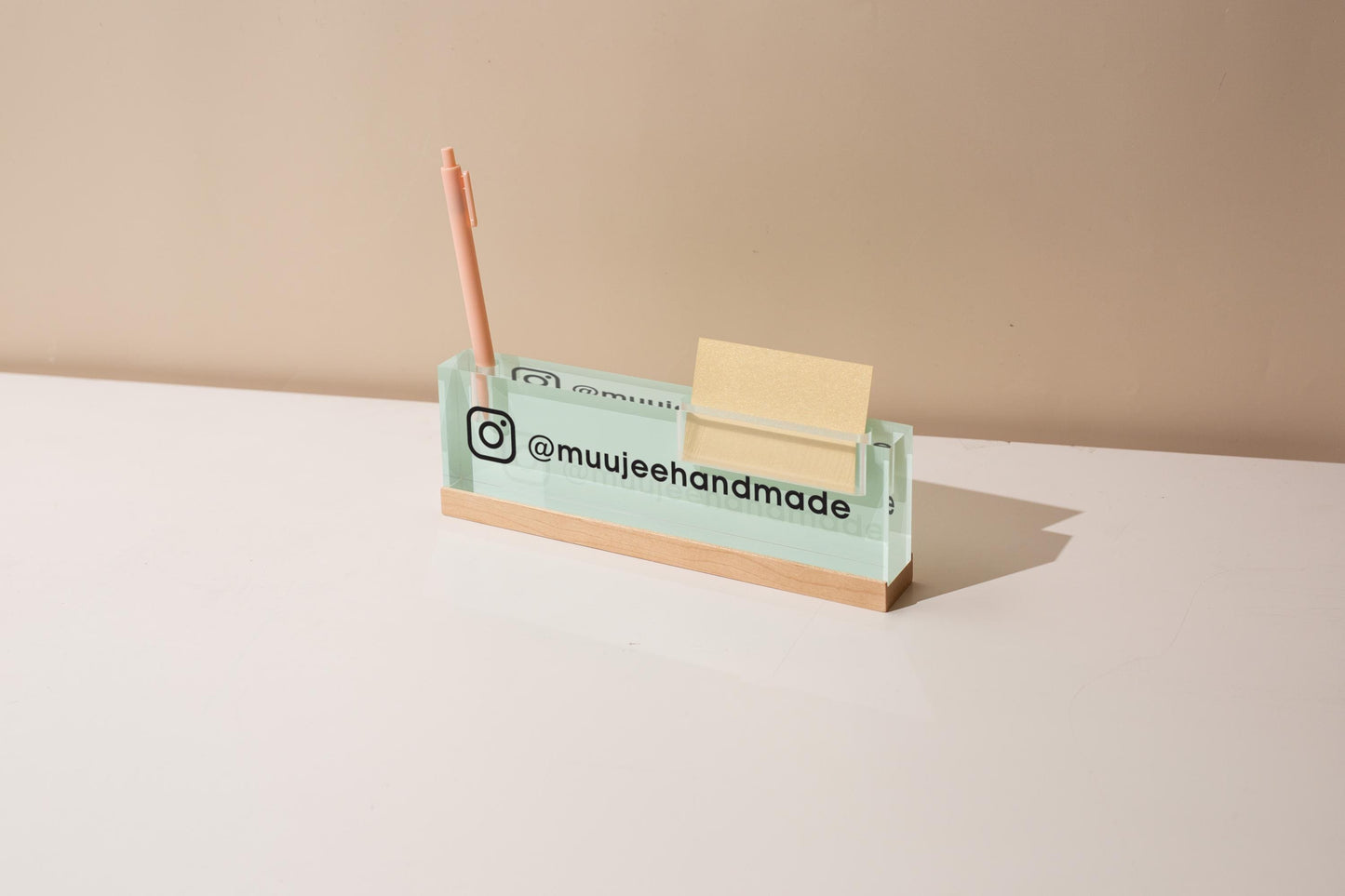 Pastel Acrylic Name Block w/ Slots (D2) - Custom Job Title Plaque Office Desk Pen Business Card Holder Company Staff Sign Doctor CEO Gifts