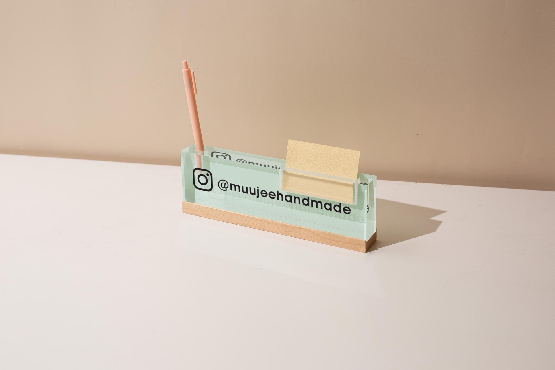 Pastel Acrylic Name Block w/ Slots (D2) - Custom Job Title Plaque Office Desk Pen Business Card Holder Company Staff Sign Doctor CEO Gifts