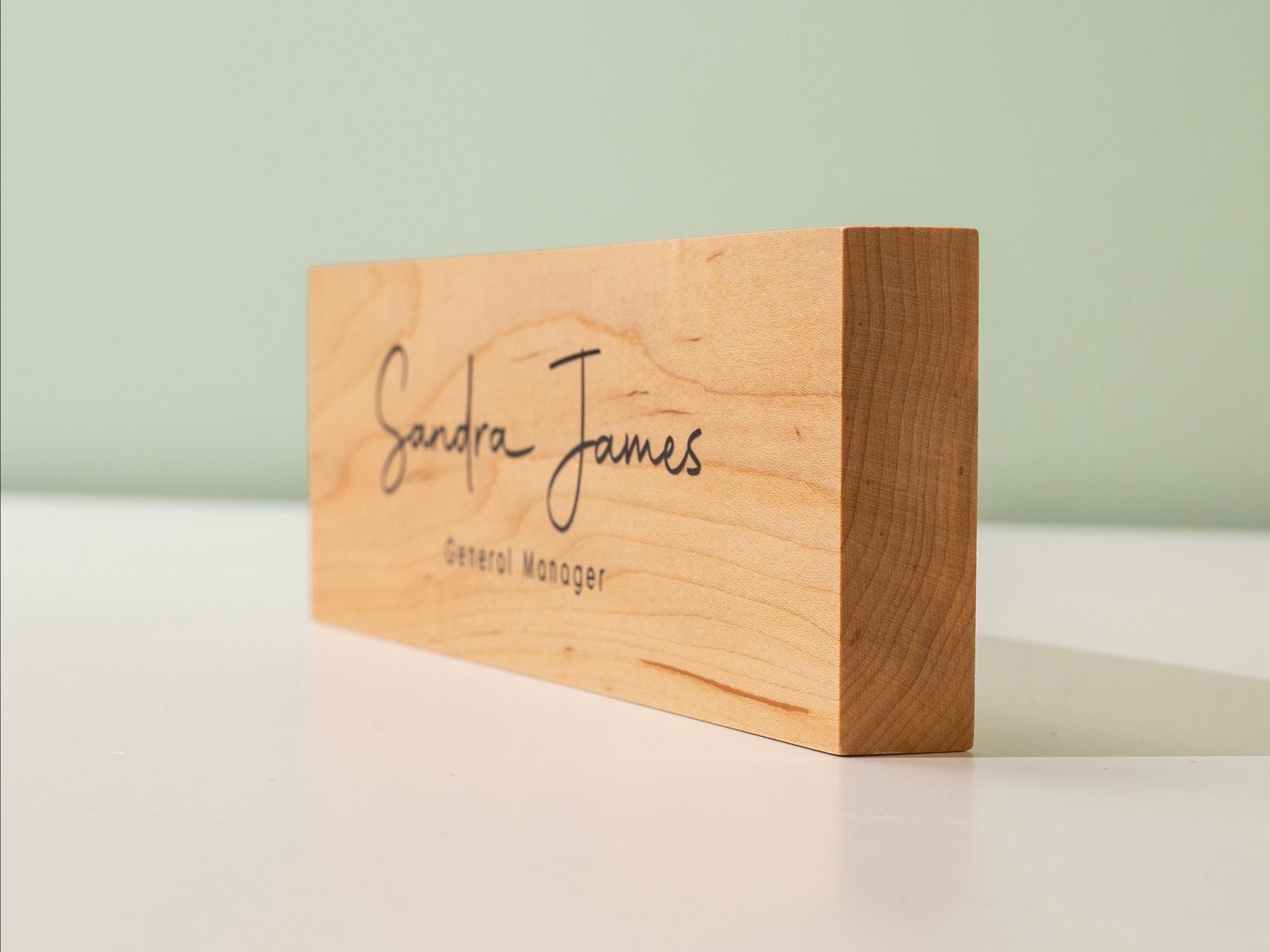 Stick On Wood Wall Name Plate (D2) - Personalized Door Office Sign New Job Room Label CEO Boss Staff Teacher Corporate Promotion Gift