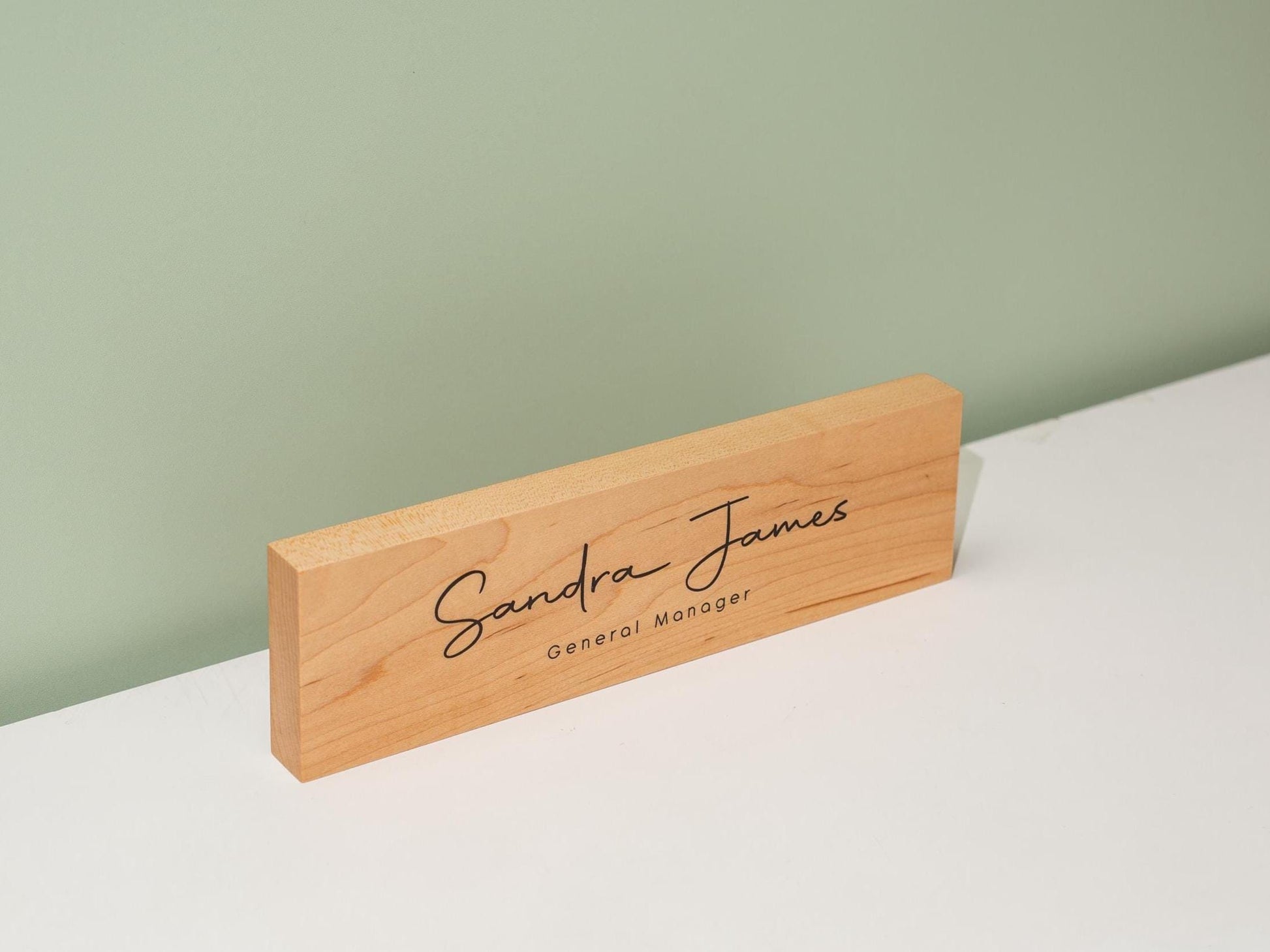 Stick On Wood Wall Name Plate (D2) - Personalized Door Office Sign New Job Room Label CEO Boss Staff Teacher Corporate Promotion Gift