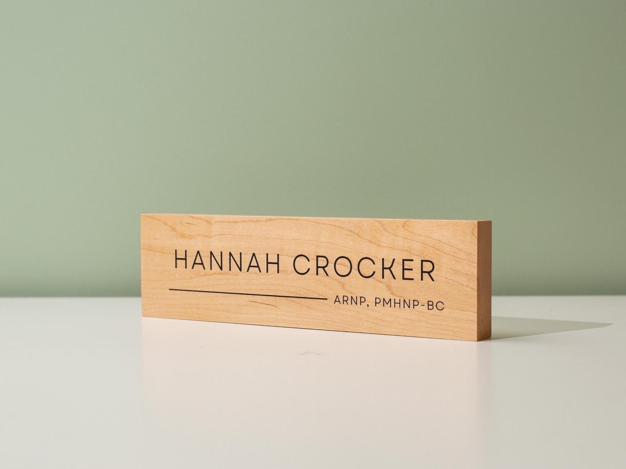 Stick On Wood Wall Name Plate (D4)- Personalized Door Office Sign New Job Room Label CEO Boss Staff Teacher Corporate Promotion Gift