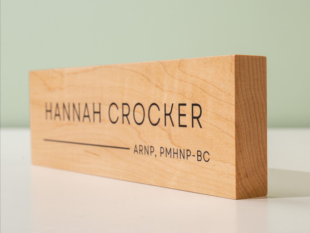 Stick On Wood Wall Name Plate (D4)- Personalized Door Office Sign New Job Room Label CEO Boss Staff Teacher Corporate Promotion Gift