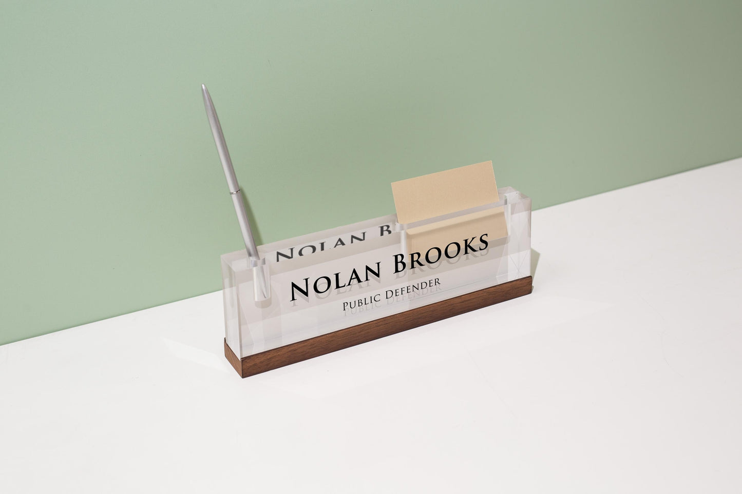 Pastel Acrylic Name Block w/ Slots (D4) - Custom Job Title Plaque Office Desk Pen Business Card Holder Company Staff Sign Doctor CEO Gifts