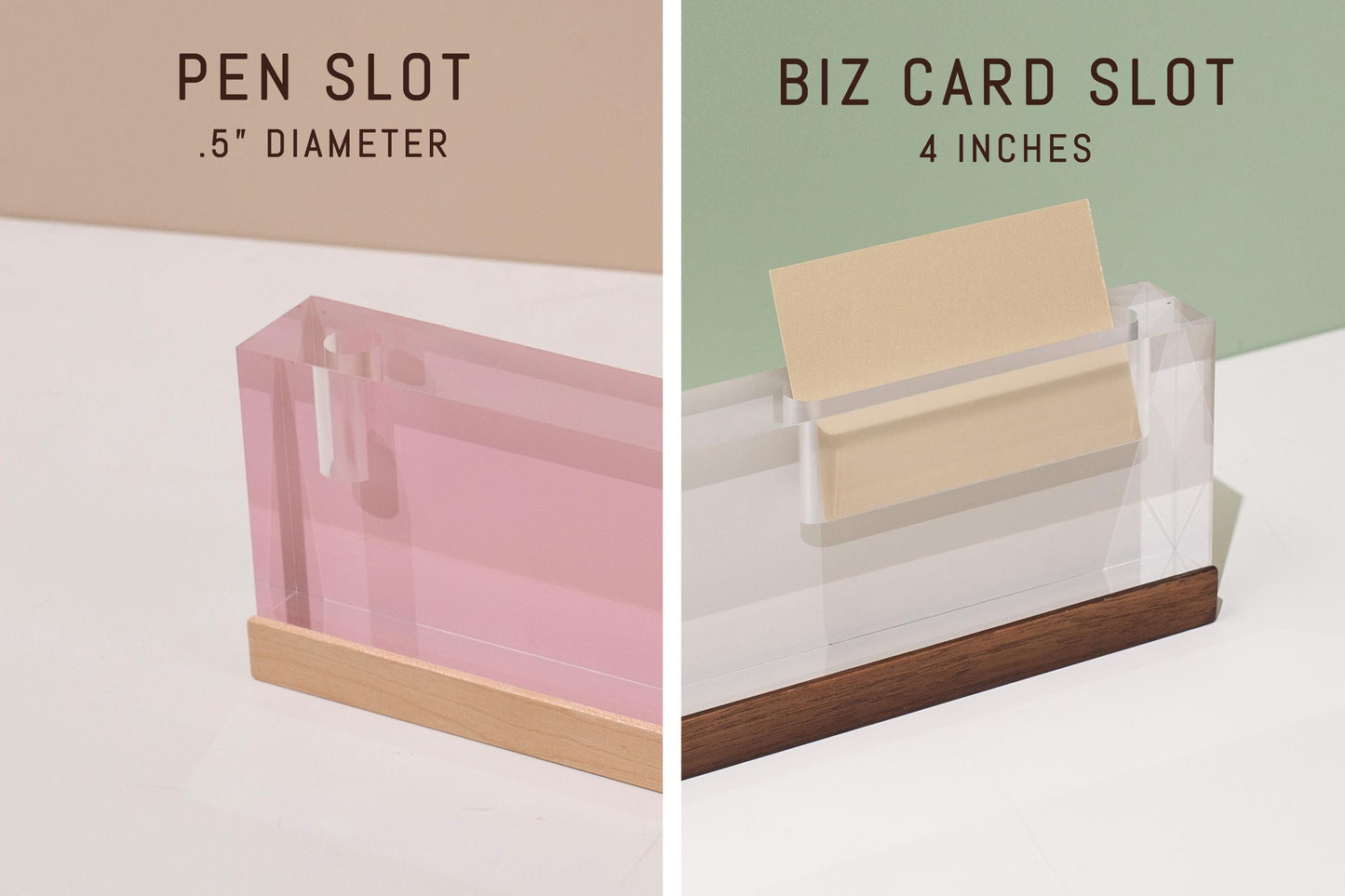 Pastel Acrylic Name Block w/ Slots (D1) - Custom Job Title Plaque Office Desk Pen Business Card Holder Company Staff Sign Doctor CEO Gifts