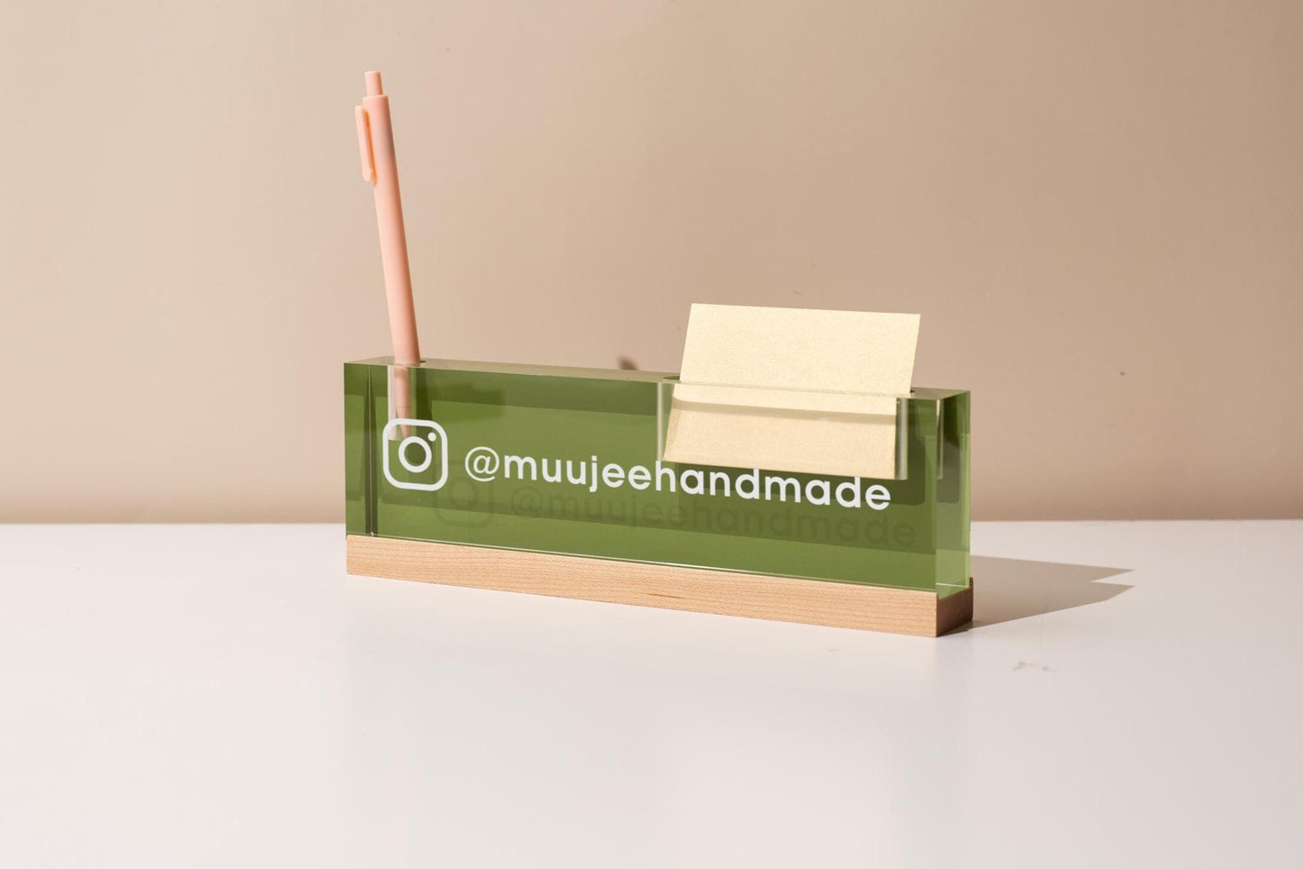 Pastel Acrylic Name Block w/ Slots (D2) - Custom Job Title Plaque Office Desk Pen Business Card Holder Company Staff Sign Doctor CEO Gifts