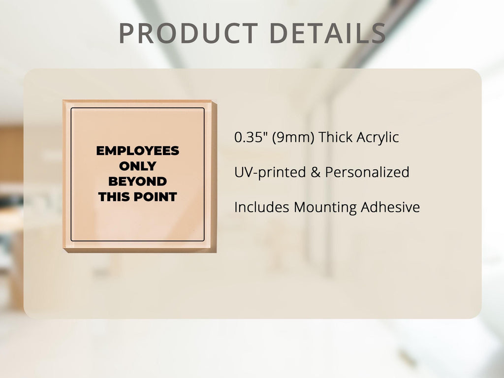 Hazard Warning Acrylic Wall Sign (D1) - Personalized Acrylic Safety Sign UV Printed 9mm Thick Adhesive Wall Sign for Salon Spa Studio Office