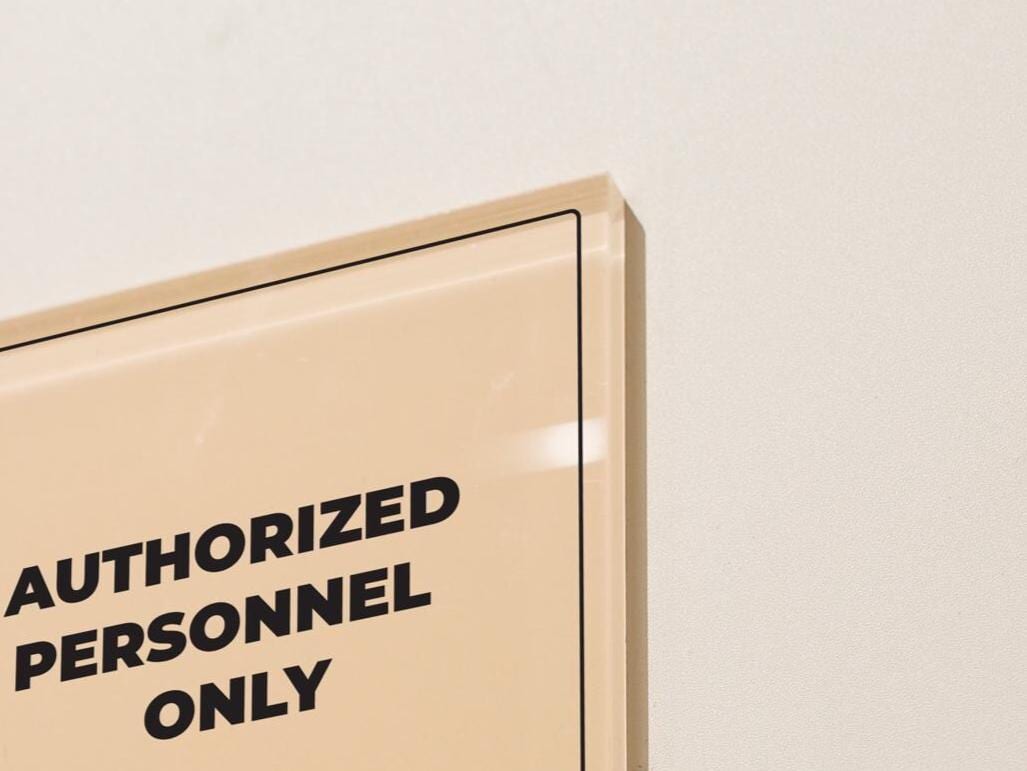 Hazard Warning Acrylic Wall Sign (D1) - Personalized Acrylic Safety Sign UV Printed 9mm Thick Adhesive Wall Sign for Salon Spa Studio Office