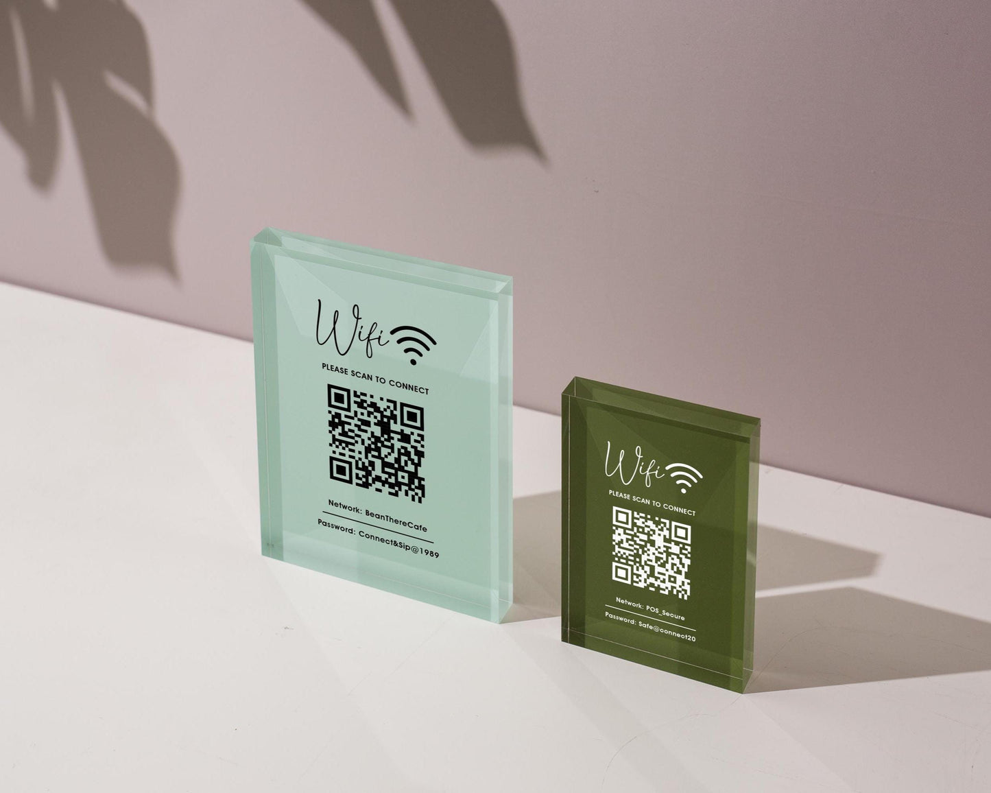 QR Code Wifi Pastel Acrylic Sign (W1) - Custom Network Internet Password Table Signage Hotel Small Business Office Salon Doctor Shop Signs
