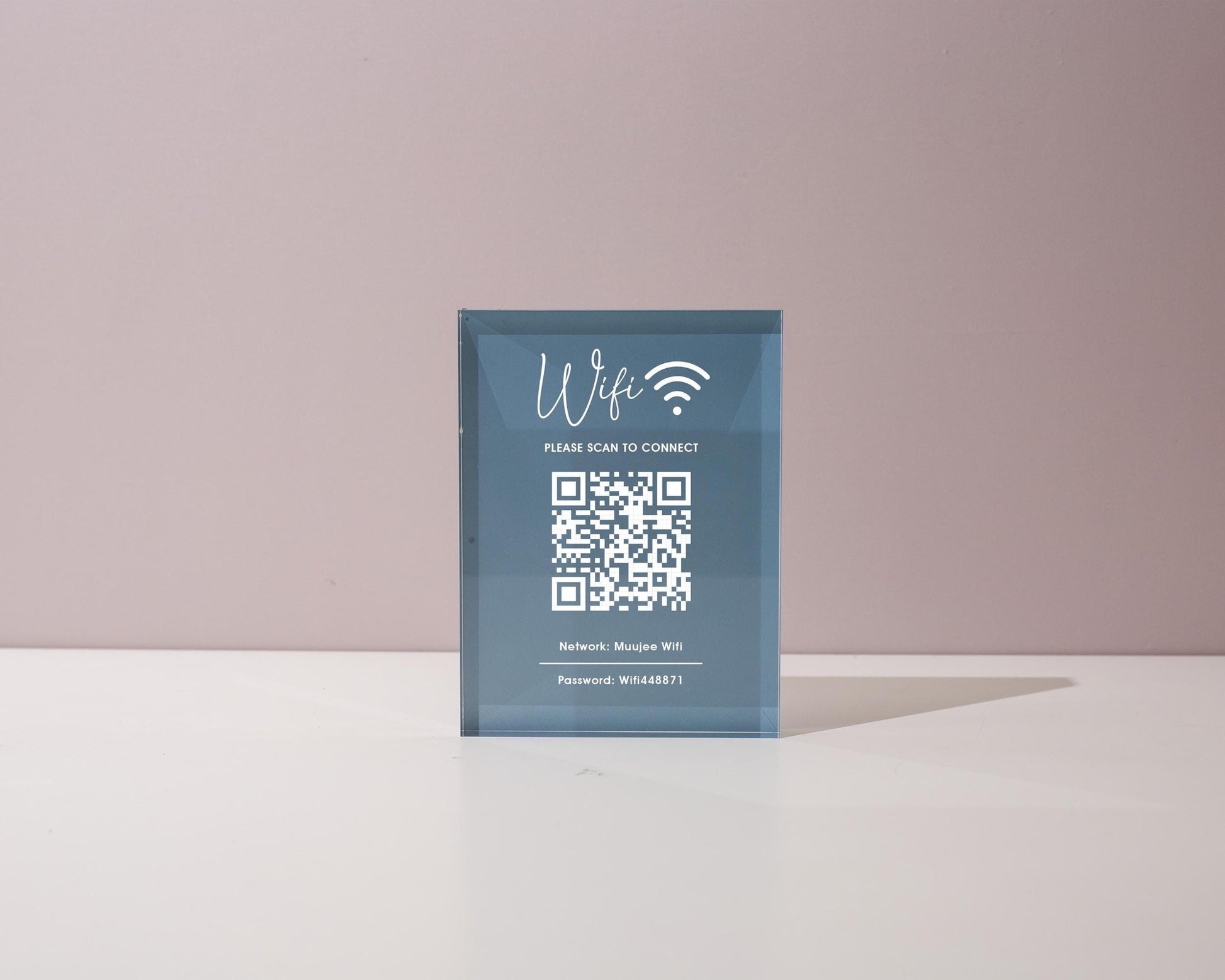 QR Code Wifi Pastel Acrylic Sign (W1) - Custom Network Internet Password Table Signage Hotel Small Business Office Salon Doctor Shop Signs