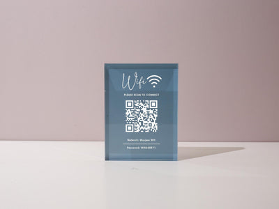 QR Code Wifi Pastel Acrylic Sign (W1) - Custom Network Internet Password Table Signage Hotel Small Business Office Salon Doctor Shop Signs