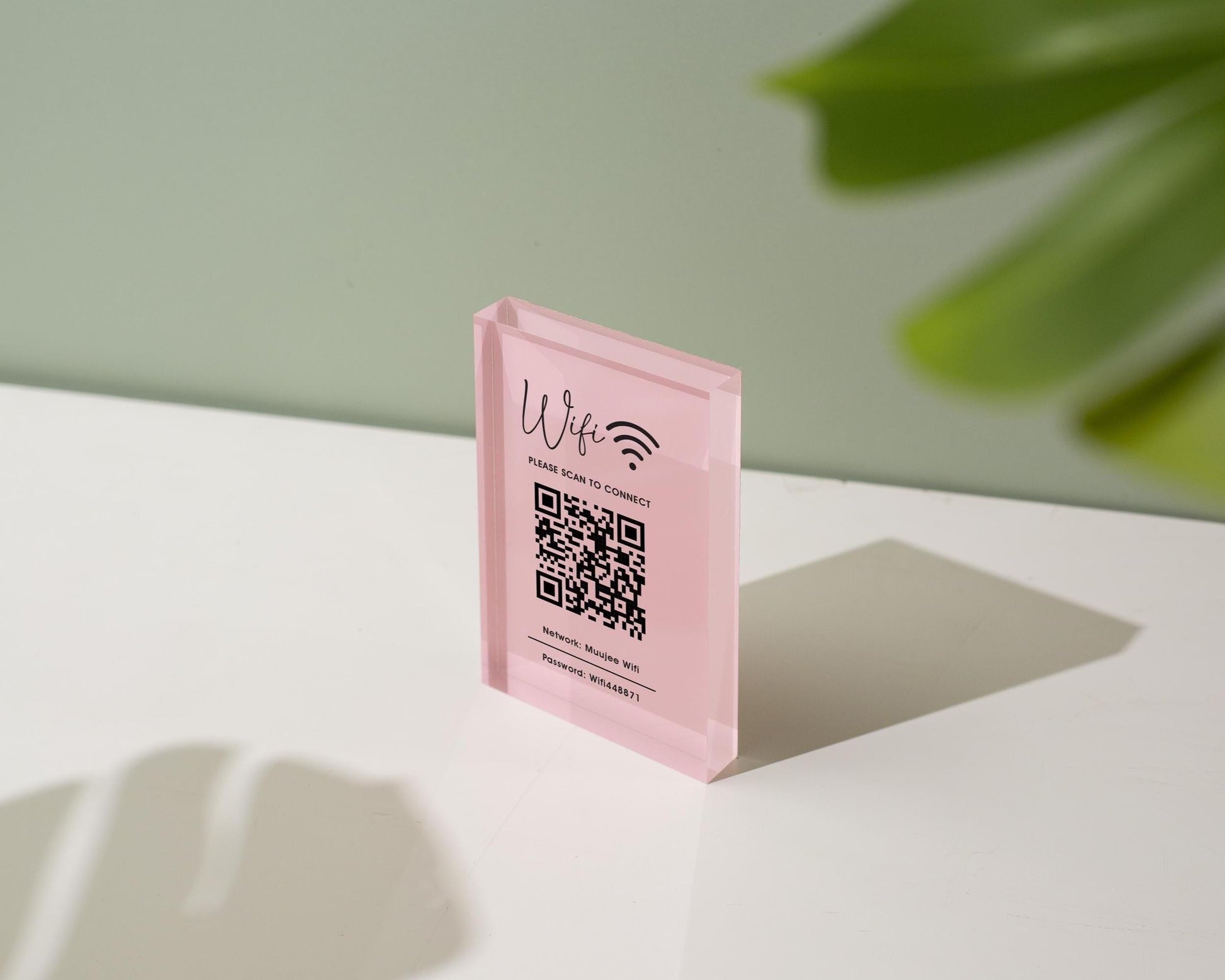 QR Code Wifi Pastel Acrylic Sign (W1) - Custom Network Internet Password Table Signage Hotel Small Business Office Salon Doctor Shop Signs