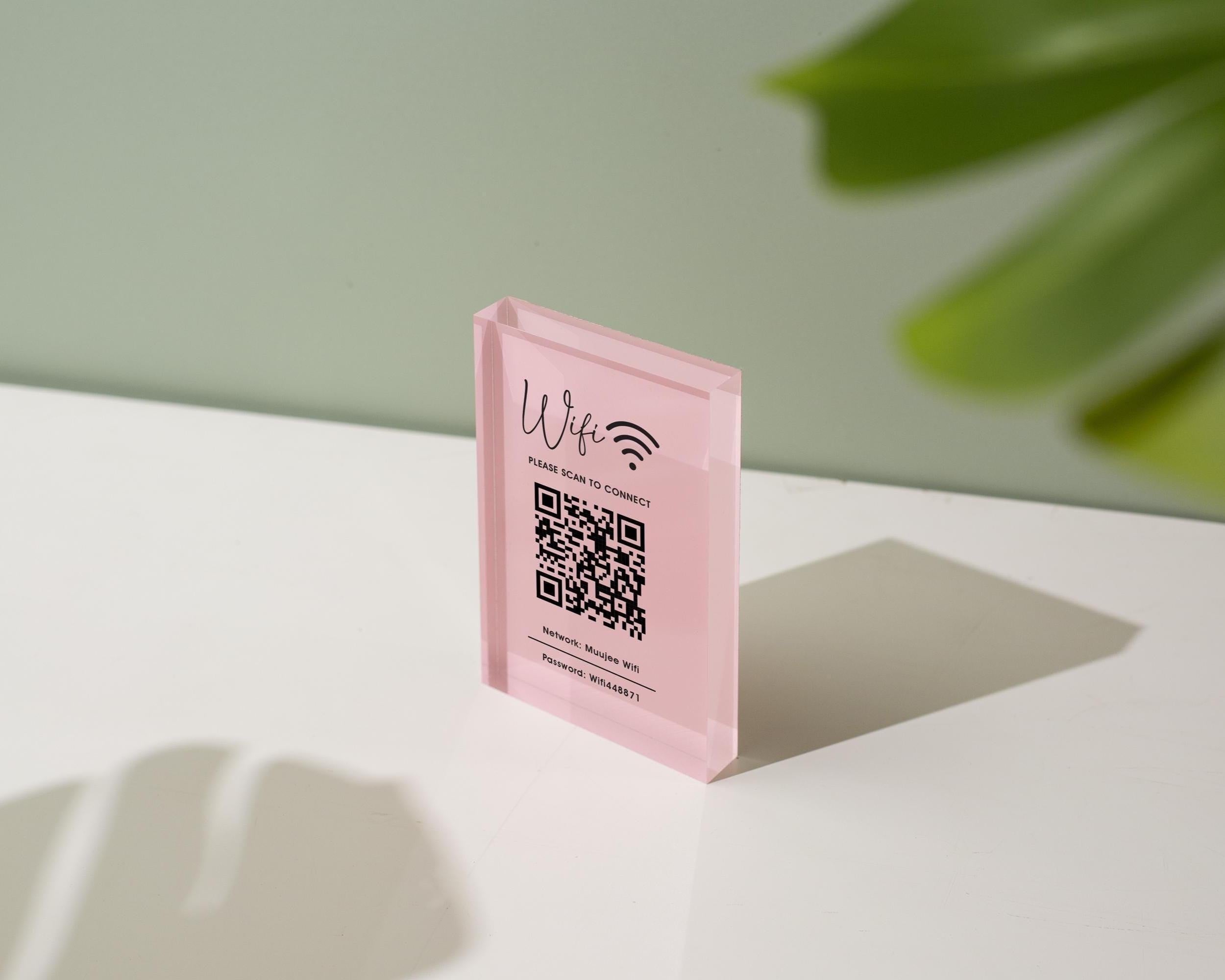 QR Code Wifi Pastel Acrylic Sign (W1) - Custom Network Internet Password Table Signage Hotel Small Business Office Salon Doctor Shop Signs