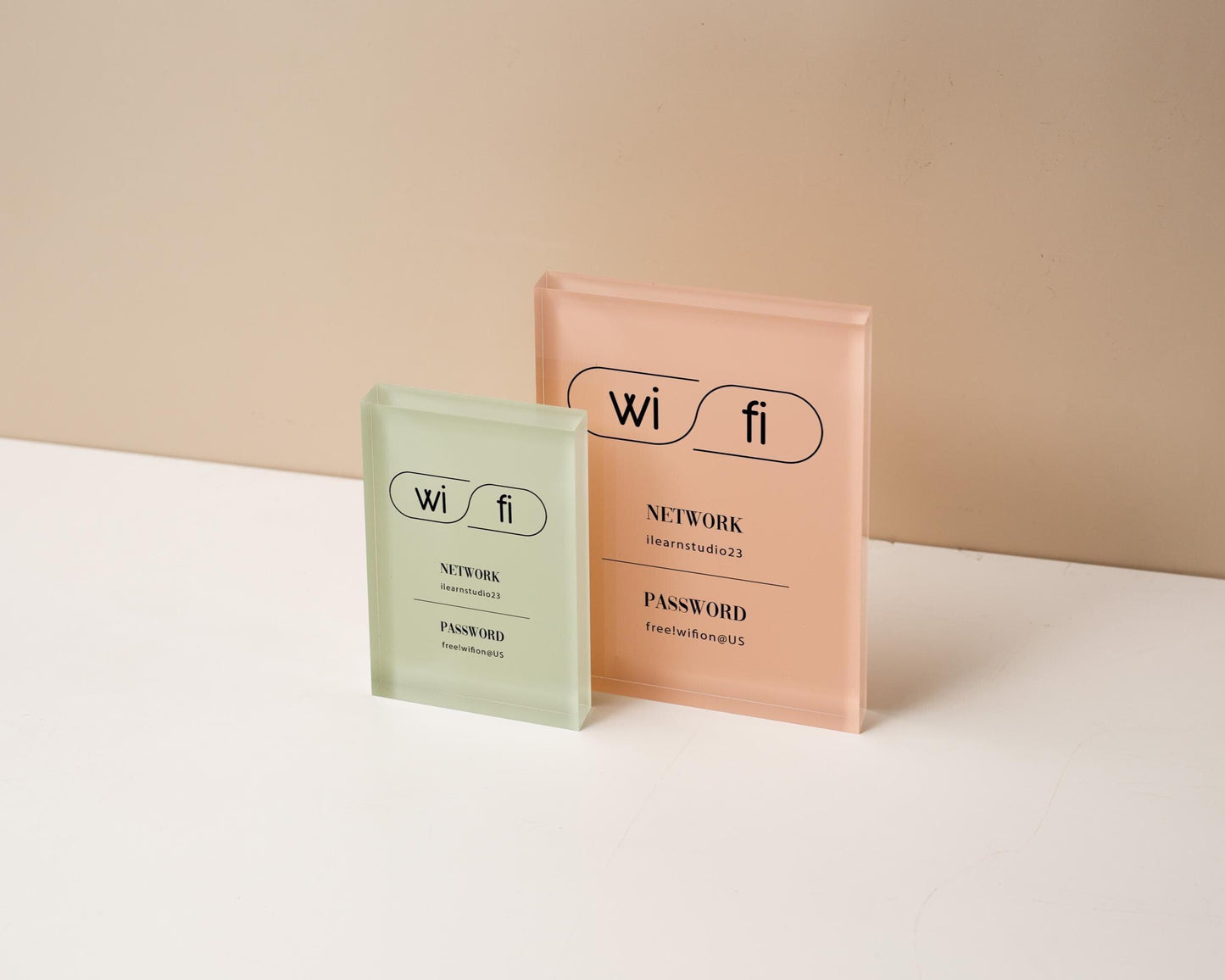 Wifi Pastel Acrylic Sign (W2) - Custom Network Internet Password Table Display Signage Hotel Small Business Office Salon Doctor Shop Signs