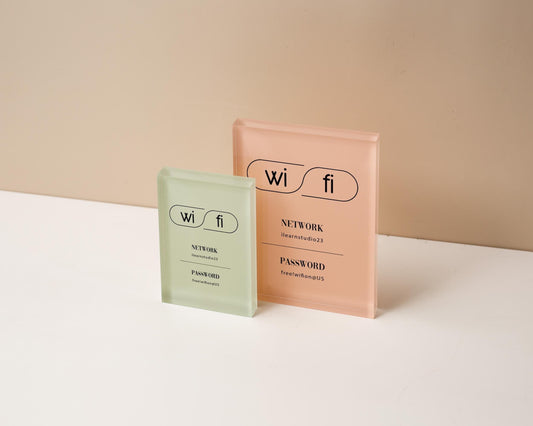 Wifi Pastel Acrylic Sign (W2) - Custom Network Internet Password Table Display Signage Hotel Small Business Office Salon Doctor Shop Signs