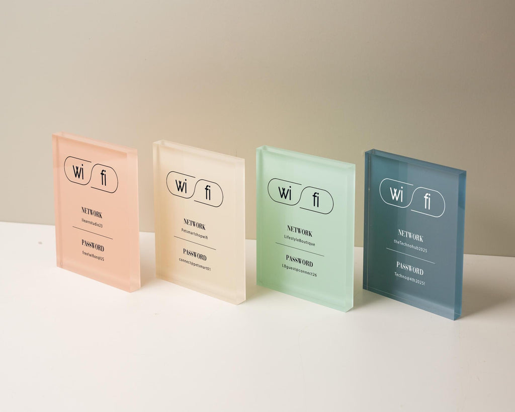 Wifi Pastel Acrylic Sign (W2) - Custom Network Internet Password Table Display Signage Hotel Small Business Office Salon Doctor Shop Signs