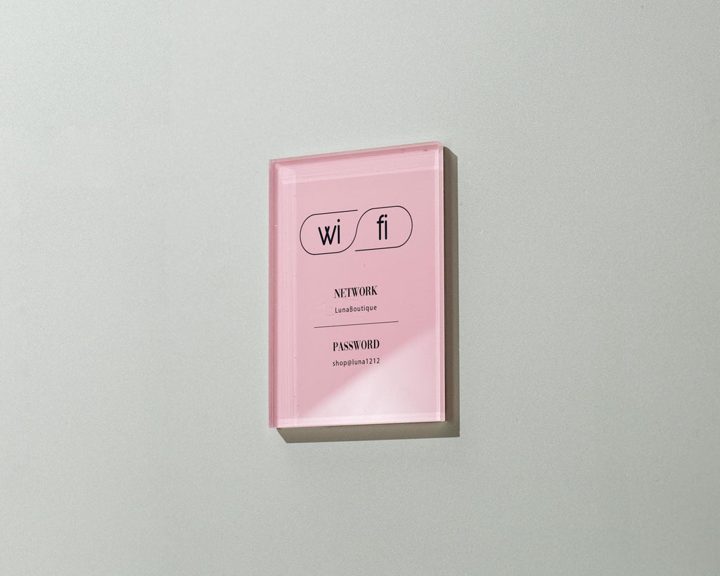 Wifi Pastel Acrylic Sign (W2) - Custom Network Internet Password Table Display Signage Hotel Small Business Office Salon Doctor Shop Signs