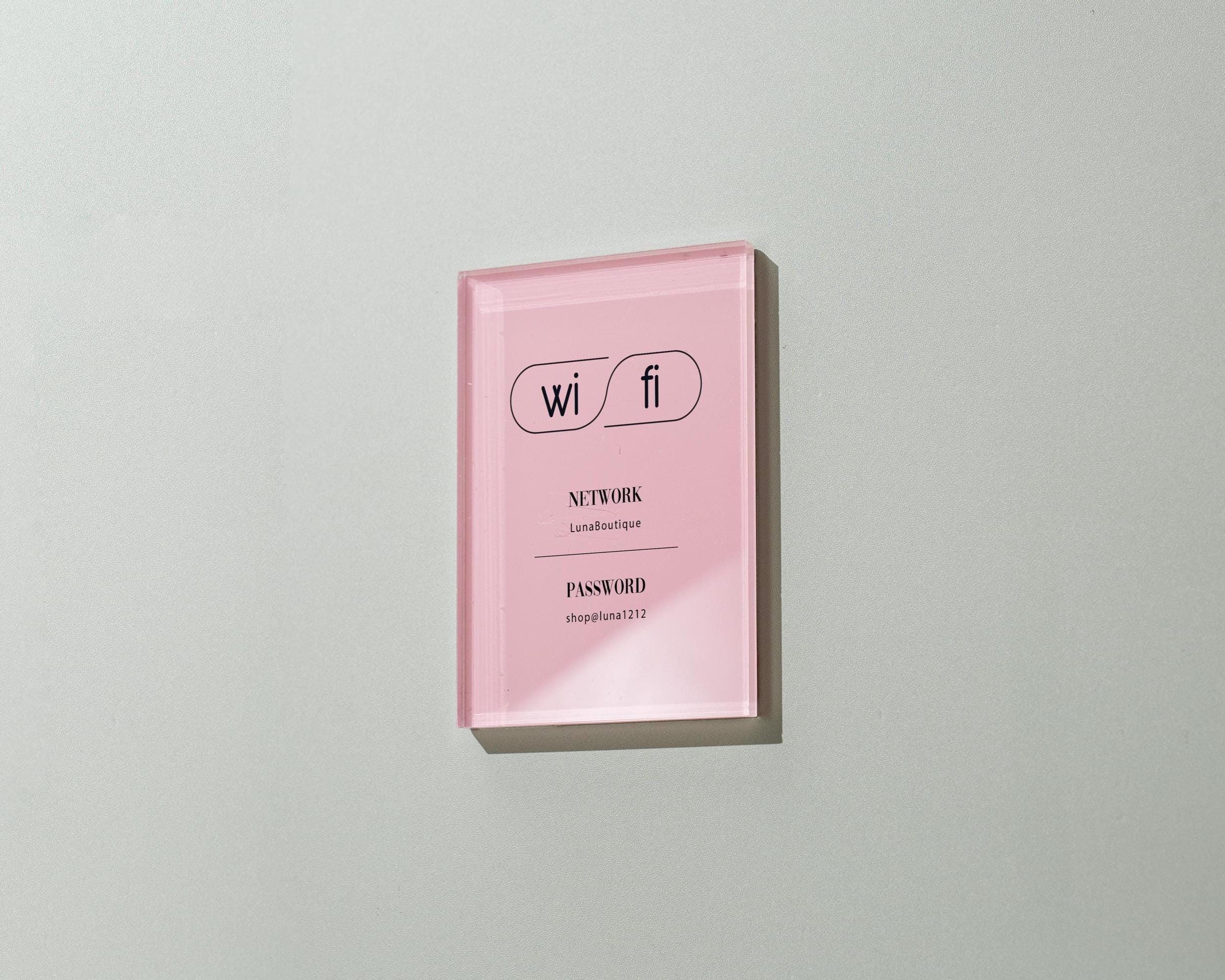 Wifi Pastel Acrylic Sign (W2) - Custom Network Internet Password Table Display Signage Hotel Small Business Office Salon Doctor Shop Signs