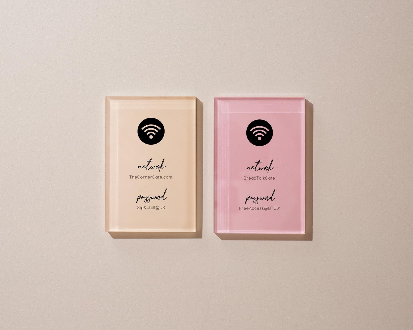 Wifi Pastel Acrylic Sign (W4) - Custom Network Internet Password Table Signage Hotel Small Business Office Salon Doctor Bar Shop Signs