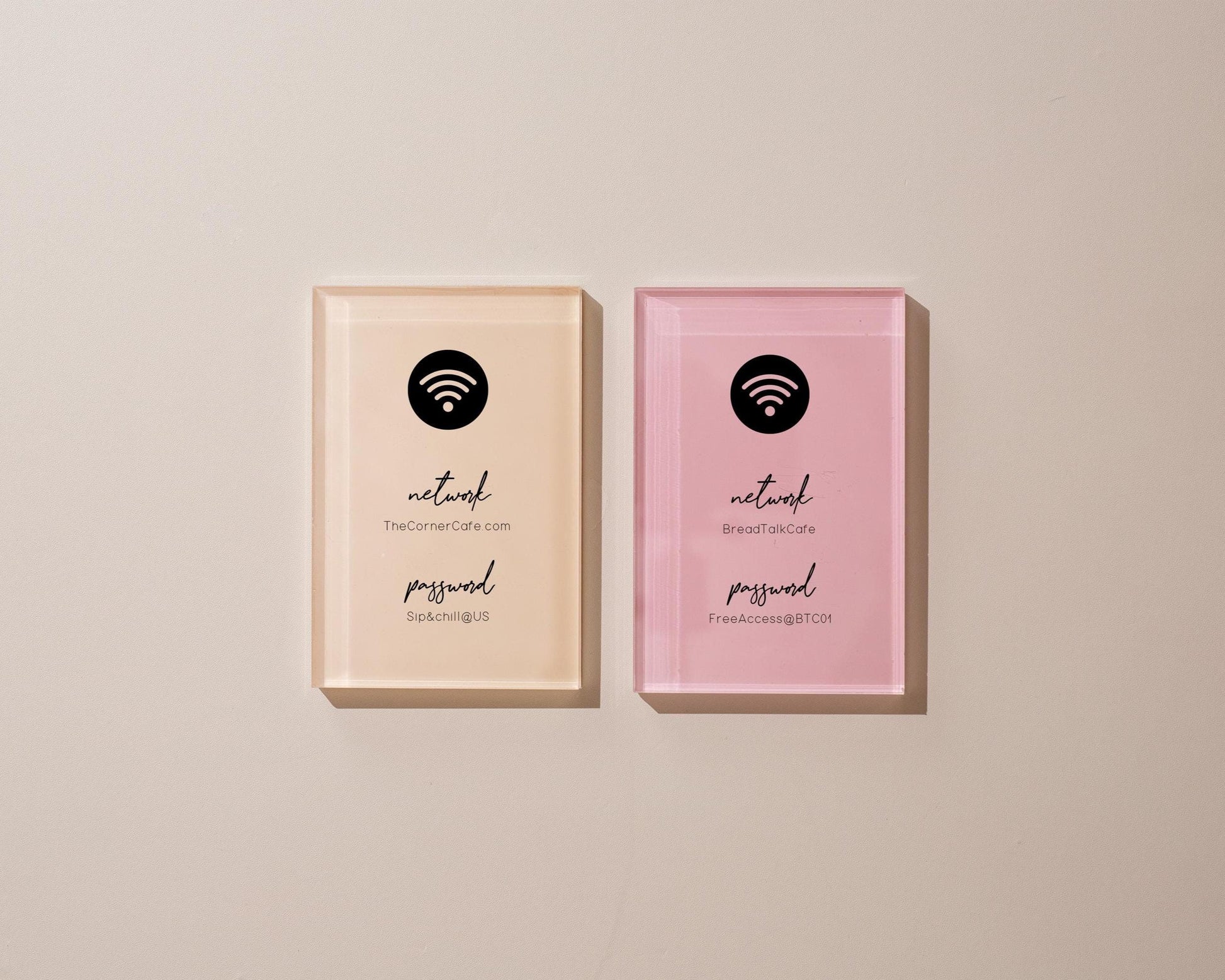 Wifi Pastel Acrylic Sign (W4) - Custom Network Internet Password Table Signage Hotel Small Business Office Salon Doctor Bar Shop Signs