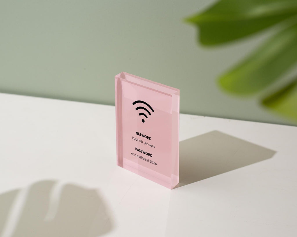 Wifi Pastel Acrylic Sign (W5) - Custom Network Internet Password Table Signage Hotel Small Business Office Salon Doctor Bar Shop Signs