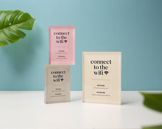 Wifi Pastel Acrylic Sign (W6) - Custom Network Internet Password Table Signage Hotel Small Business Office Salon Doctor Bar Shop Signs