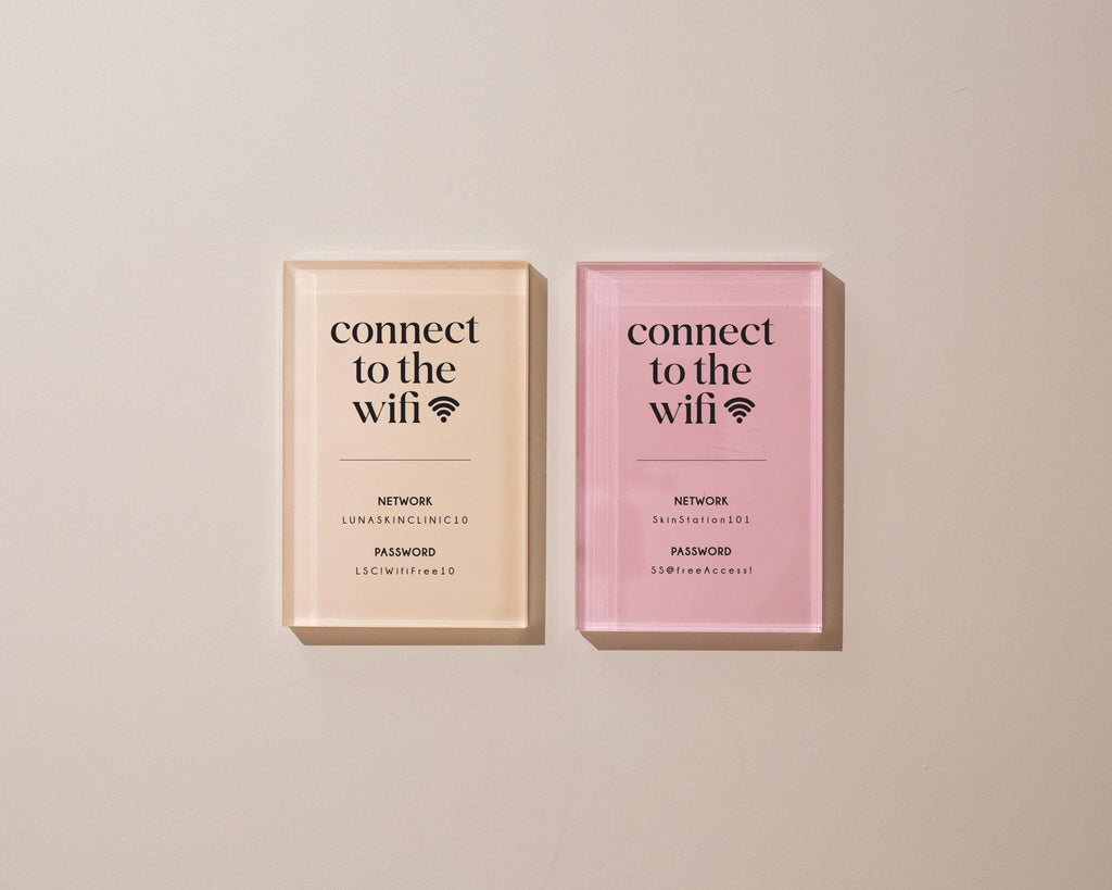 Wifi Pastel Acrylic Sign (W6) - Custom Network Internet Password Table Signage Hotel Small Business Office Salon Doctor Bar Shop Signs