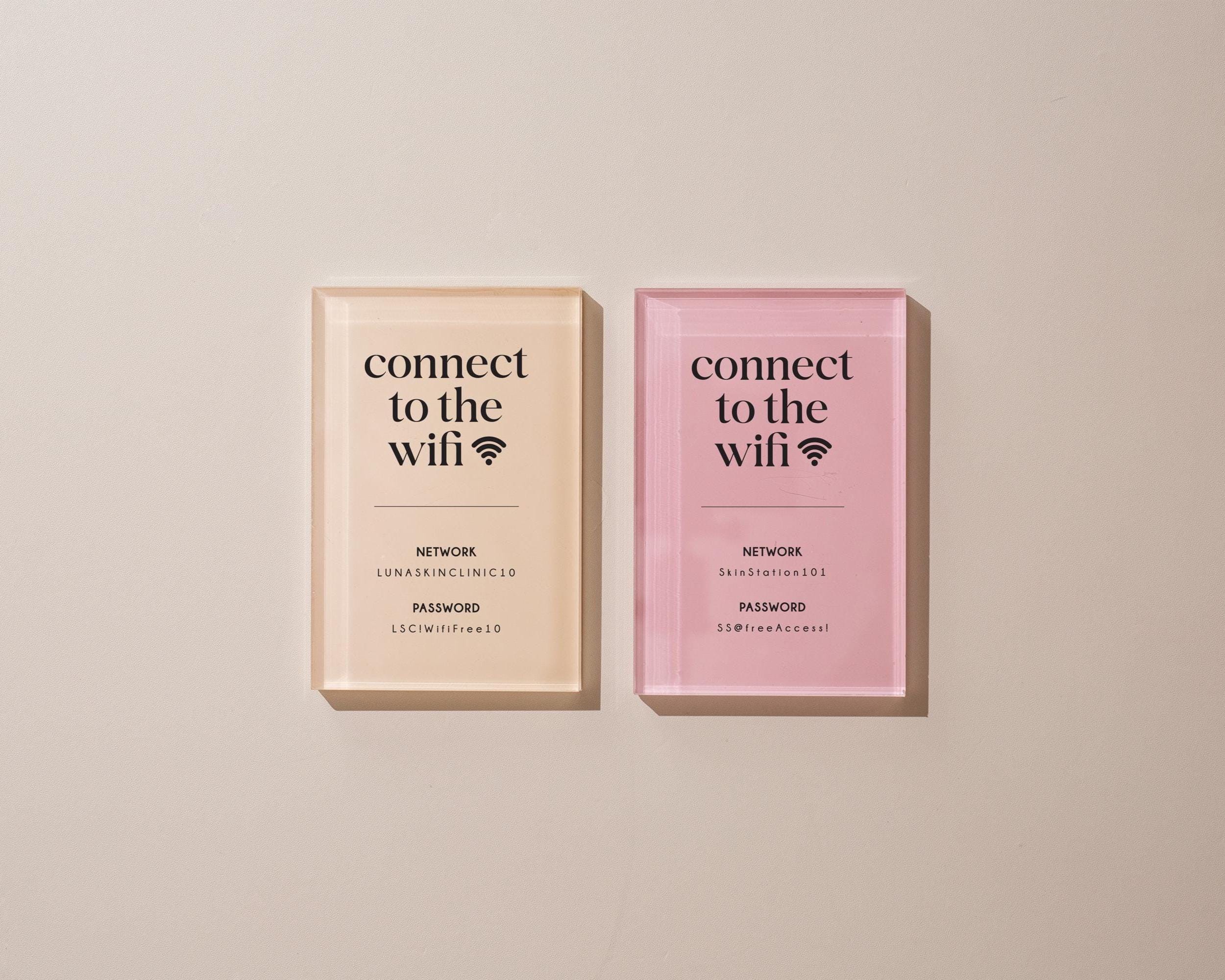 Wifi Pastel Acrylic Sign (W6) - Custom Network Internet Password Table Signage Hotel Small Business Office Salon Doctor Bar Shop Signs