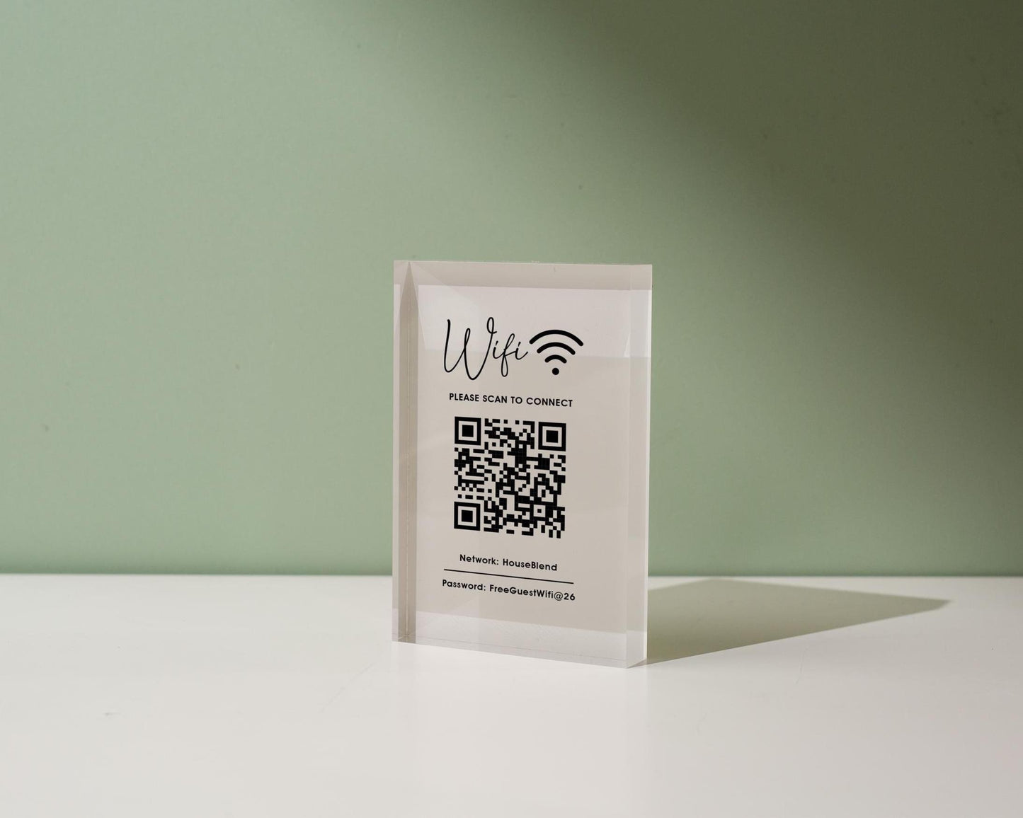 QR Code Wifi Pastel Acrylic Sign (W1) - Custom Network Internet Password Table Signage Hotel Small Business Office Salon Doctor Shop Signs