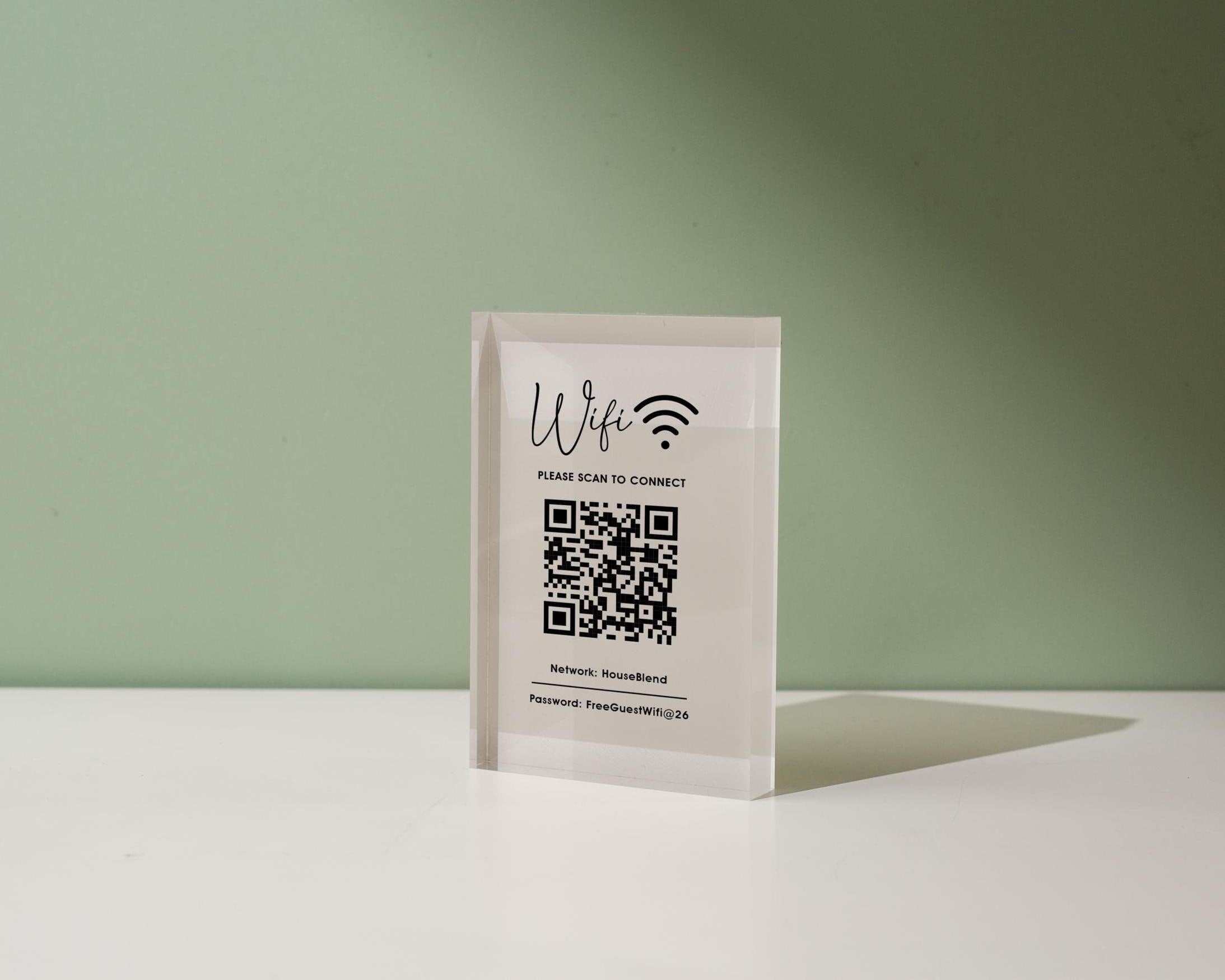 QR Code Wifi Pastel Acrylic Sign (W1) - Custom Network Internet Password Table Signage Hotel Small Business Office Salon Doctor Shop Signs
