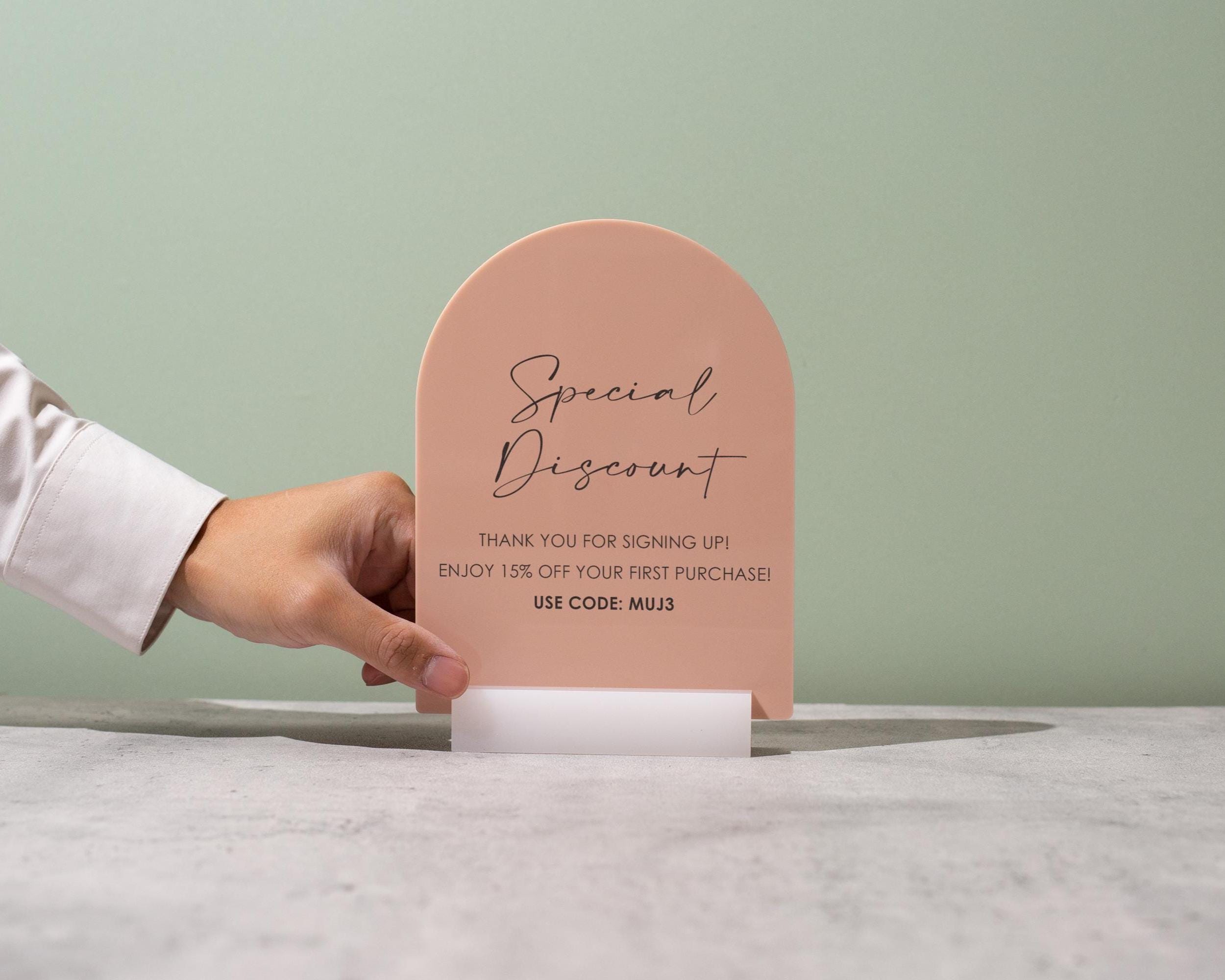Custom Arch Sign w/ Acrylic Stand - Personalized Text Design Table Top Shop Counter Small Business Sale Show Display Clinic Office Decor