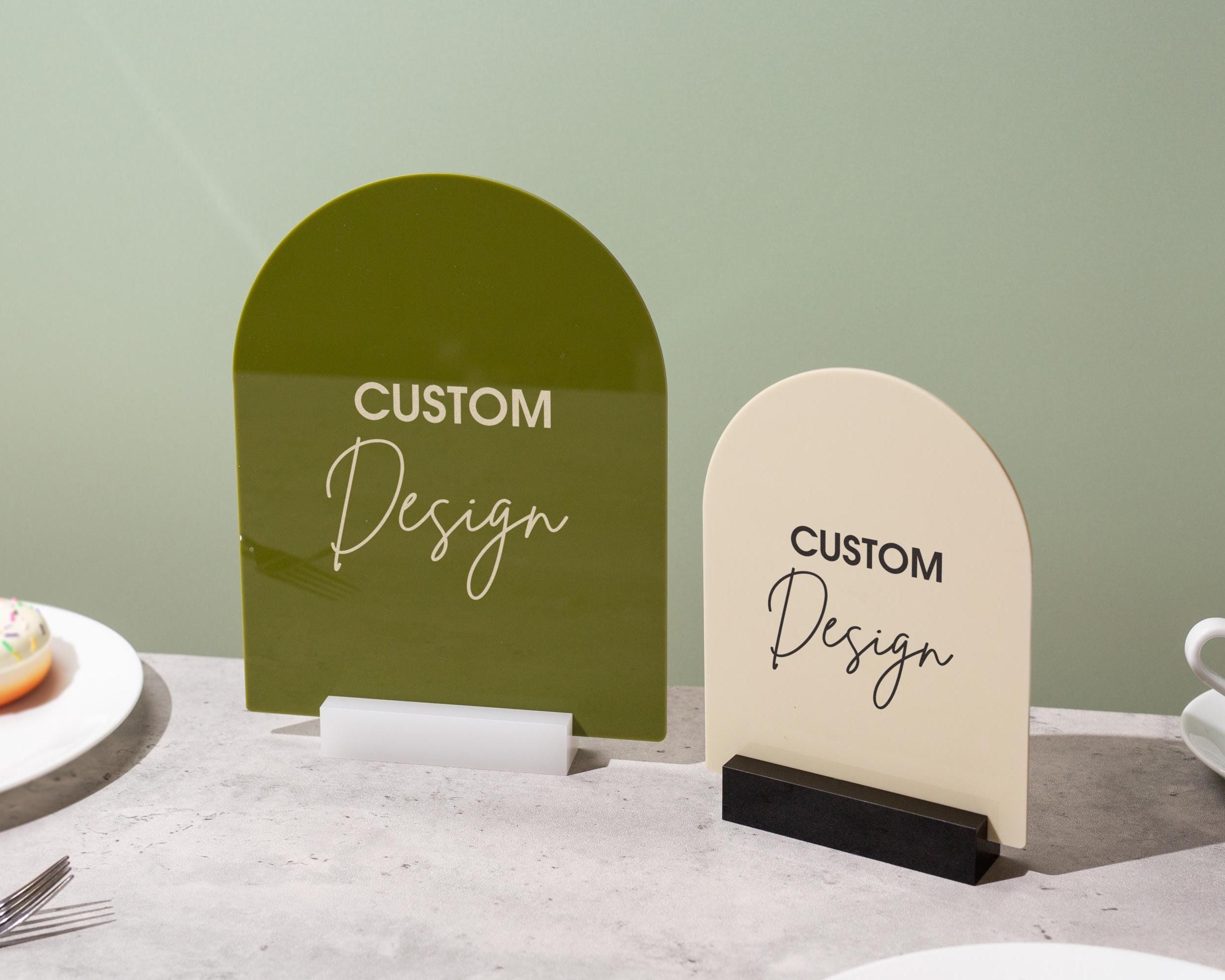 Custom Arch Sign w/ Acrylic Stand - Personalized Text Design Table Top Shop Counter Small Business Sale Show Display Clinic Office Decor